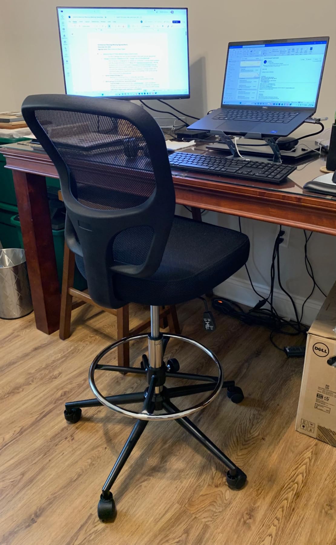 Armless Drafting Chair Tall Office Chair Adjustable Height High Back Ergonomic Desk Chair Drafting Stool Rolling Bar Stools Chairs with Footrest and Wheels customer photo 2