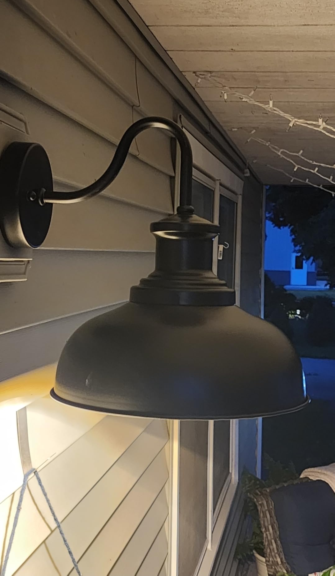 Outdoor Barn Light Outdoor Wall Sconce Farmhouse Rustic Exterior Wall Mount Lights Vintage Outside Lighting Fixture Industrial Black Lantern Works with Gooseneck Barn Porch Entryway Garage Shed customer photo 2