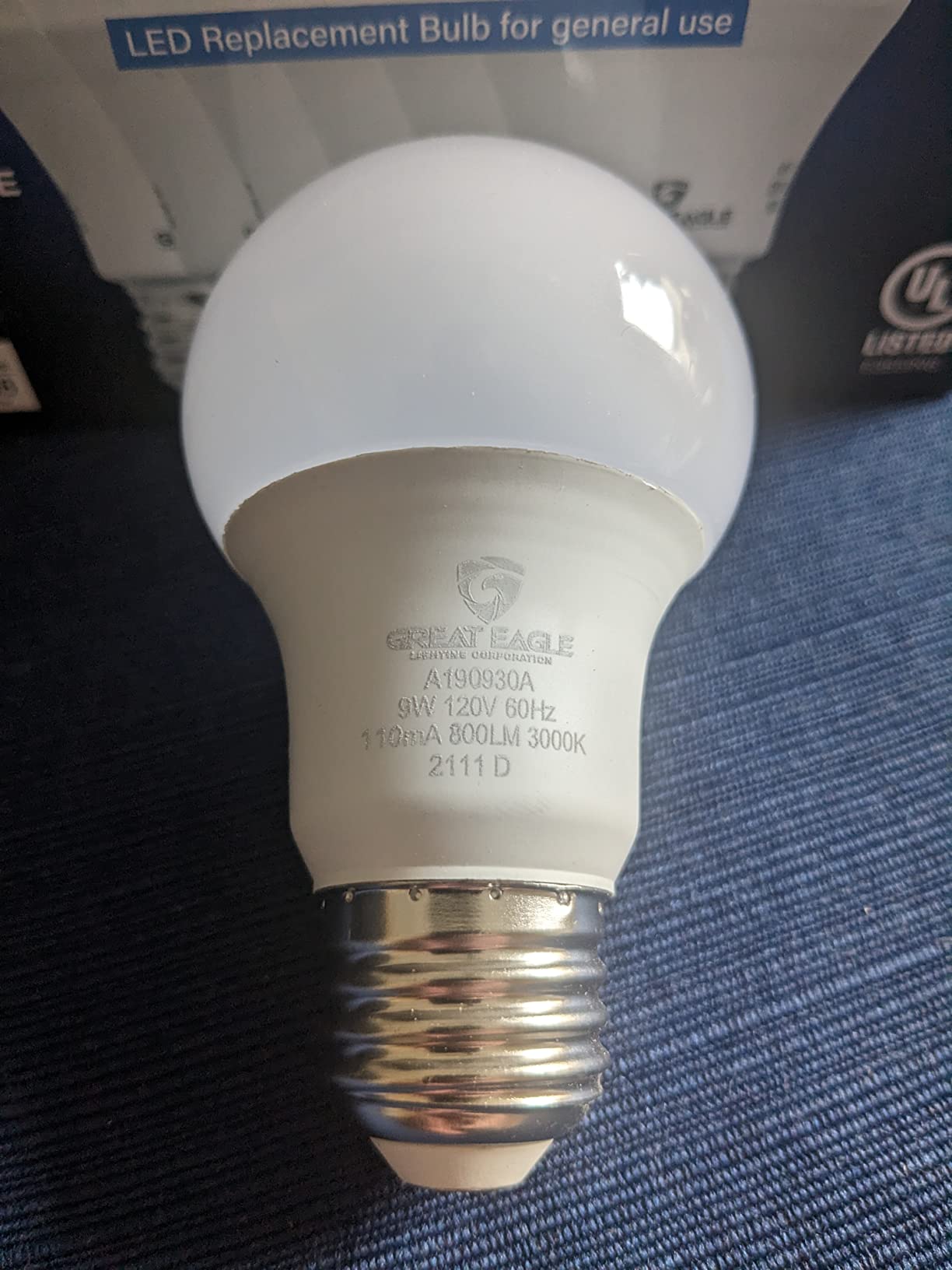 Great Eagle A19 LED Light Bulbs 60 Watt Equivalent - UL Listed - Soft White 3000K LED Light Bulbs - 9W Non Dimmable - 800 Lumens (6 Pack) customer photo 2
