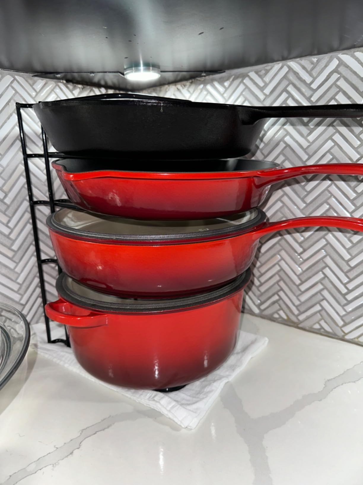 Toplife Heavy Duty Pan Organizer,5 Tier Storage Rack for Cast Iron Skillets customer photo 1