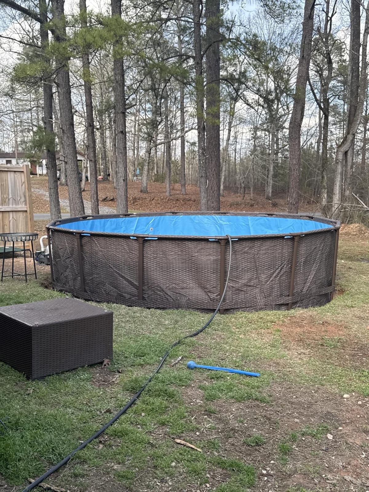 Bestway Power Steel 14' x 42' Above Ground Swimming Pool Set with Pump | Durable Round Metal Frame Outdoor Backyard Pool - Ladder, Cover, and Type III Filter Cartridge Included, Brown Wicker Print customer photo 1