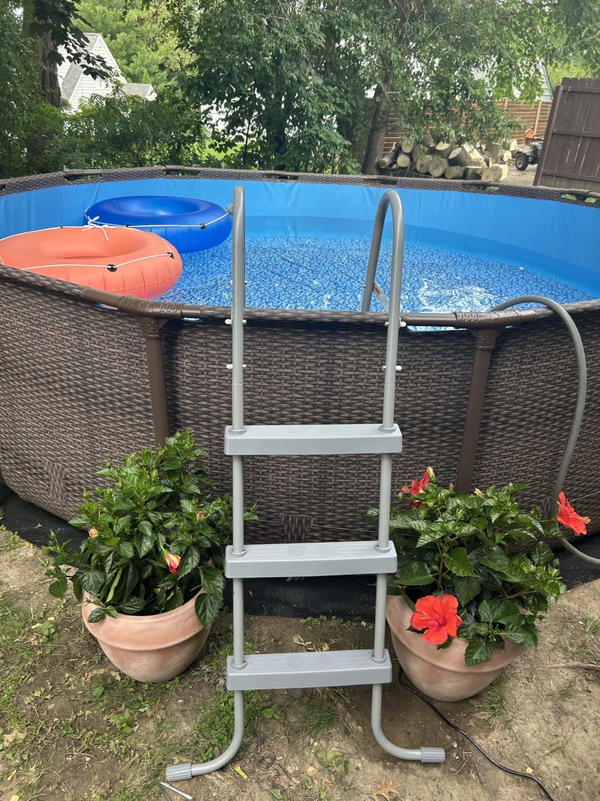 Bestway Power Steel 14' x 42' Above Ground Swimming Pool Set with Pump | Durable Round Metal Frame Outdoor Backyard Pool - Ladder, Cover, and Type III Filter Cartridge Included, Brown Wicker Print customer photo 2