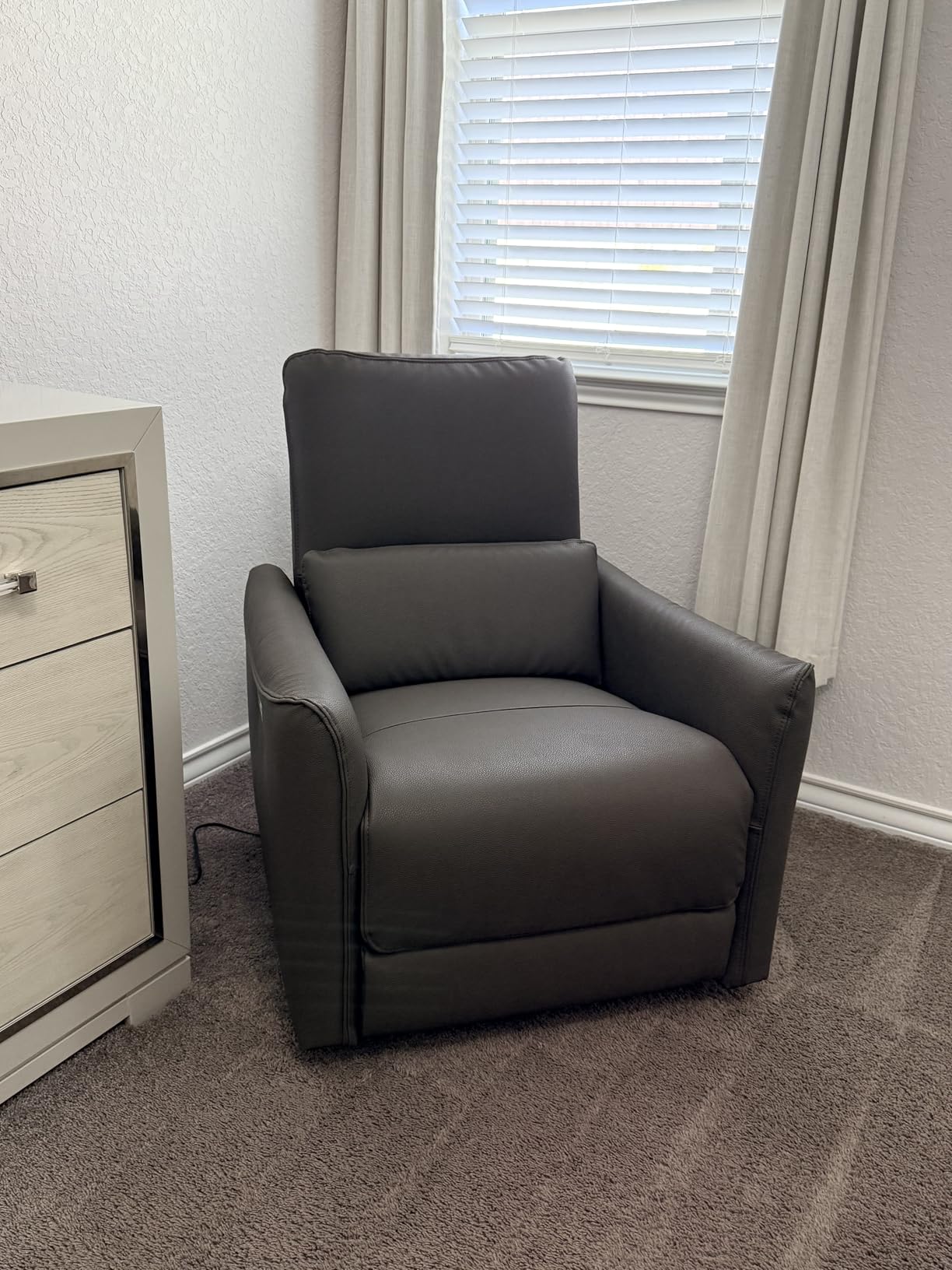 Power Swivel Glider Recliner Chair, Nursery Glider, Medium, Dove Grey, FSC Certified Upholstery Rocking Chair, Lumbar Support, Reclining Chair for Living Room / Nursery customer photo 1