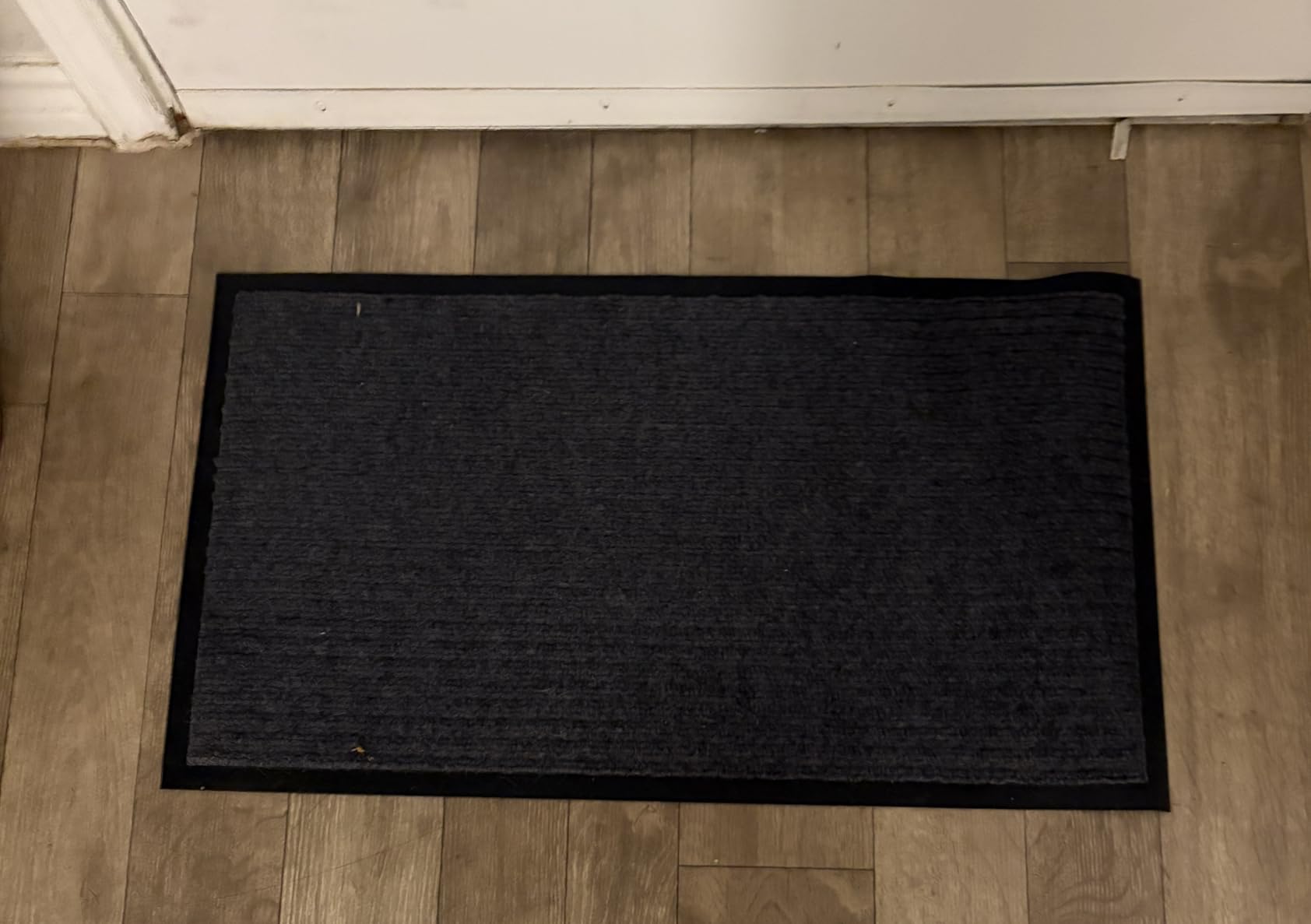 Yimobra Welcome Mat, Heavy Duty Sturdy Door Mats for Home Entrance Outdoor Indoor, Front Doormat for Outside Patio Floor Entry Porch Garage Office, Waterproof, Low Profile, 29.5x17, Black Grey customer photo 1