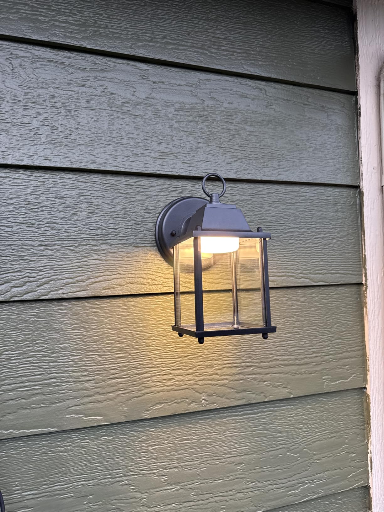 Outdoor Wall Light Fixture, Rustproof Aluminum, Clear Glass, LED | Exterior Porch Light Wall Sconce Lantern for House, Patio, Garage, Waterproof Anti-rust, 9.5W 800 Lumen, 5000K, Black, 1 Pack customer photo 1