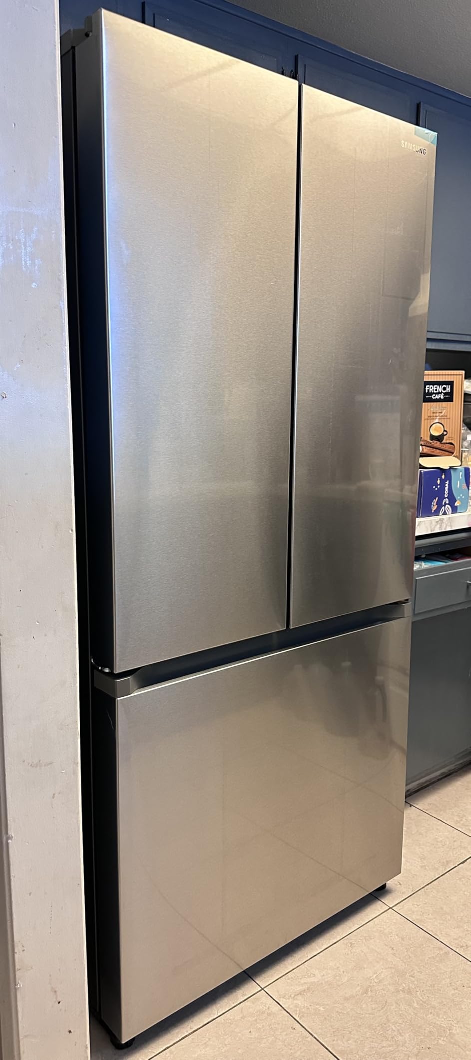 Samsung 17.5 cu. ft. Smart Counter Depth 3-Door French Door Refrigerator, Stainless Steel, RF18A5101SR/AA customer photo 1