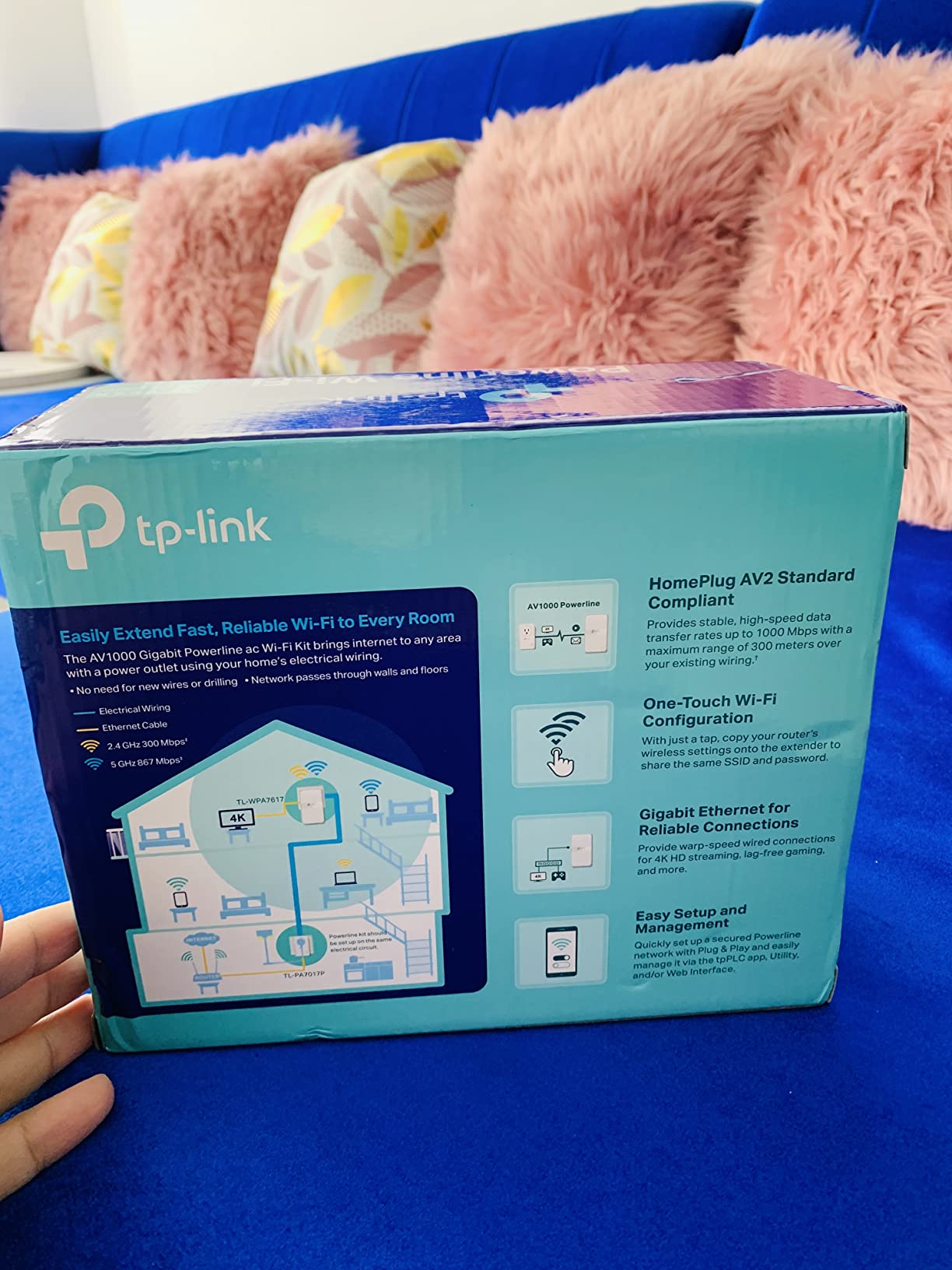 TP-Link Powerline WiFi Extender TL-WPA7617 KIT - Includes AV1000 Powerline Ethernet Network Adapter and AC1200 Dual Band Extender, Gigabit Port, Passthrough, OneMesh, Ethernet Over Power, Plug & Play customer photo 2