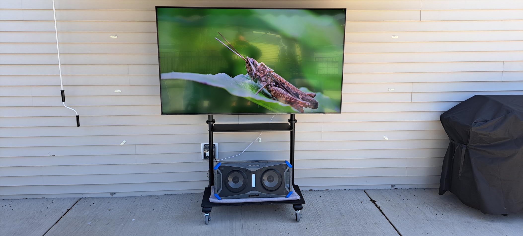 Mobile TV Cart Rolling TV Stand with Wheels for 55-120 inch TVs up to 250 lbs | Max VESA800x600 mm Heavy Duty Portable Floor TV Stand Large Base Trolley Height Adjustable customer photo 2
