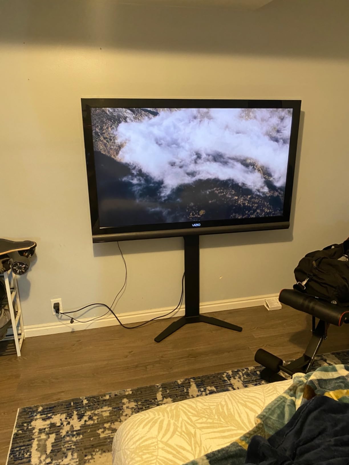 ONKRON Mobile TV Stand 32-70 Inch, up to 89 lbs, max VESA 600x400, Black | TV rolling cart 90 degree tilt, height adjustable, AV shelf, cable management, wheels, low height; for touchscreens & training customer photo 1