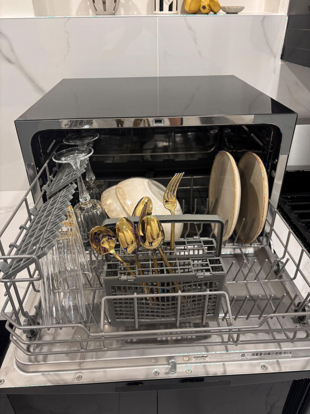 COMFEE' Countertop Dishwasher, Energy Star Portable Dishwasher, 6 Place Settings & 8 Washing Programs, Speed, Baby-Care, ECO& Glass, Dish Washer for Dorm, RV& Apartment, Black customer photo 2