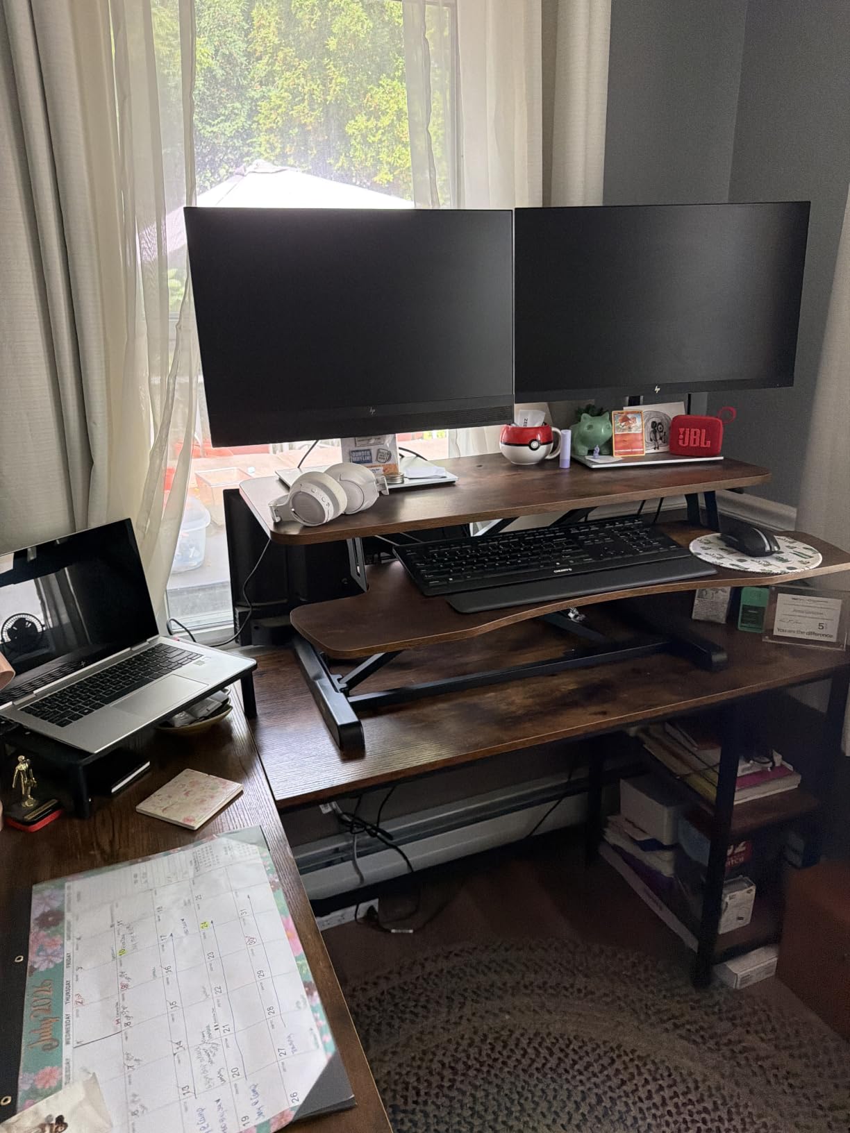 VIVO Black 36 in Standing Desk Converter, DESK-V036KB, Height Adjustable, Stand Up Desk Riser, Wide Keyboard Tray, Dual Monitor and Laptop Workstation, Black Frame, K Series customer photo 2