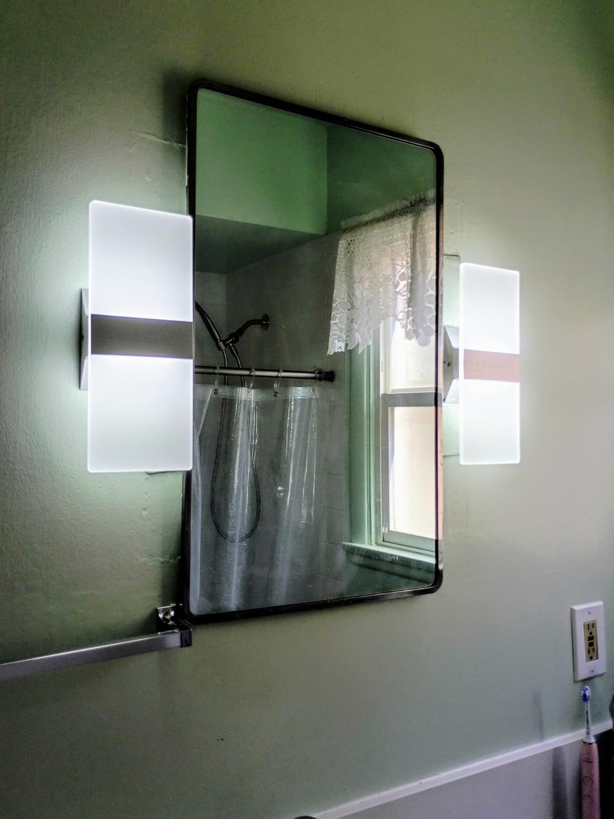 KICAAO Modern Wall Sconces Set of Two, Led Wall Light 10w, 6000k White Light Up Downlight, Hardwired Acrylic Wall Light Lighting, Suitable for Living Room Corridor Bedside (Cool White 6000K 2Pack) customer photo 2