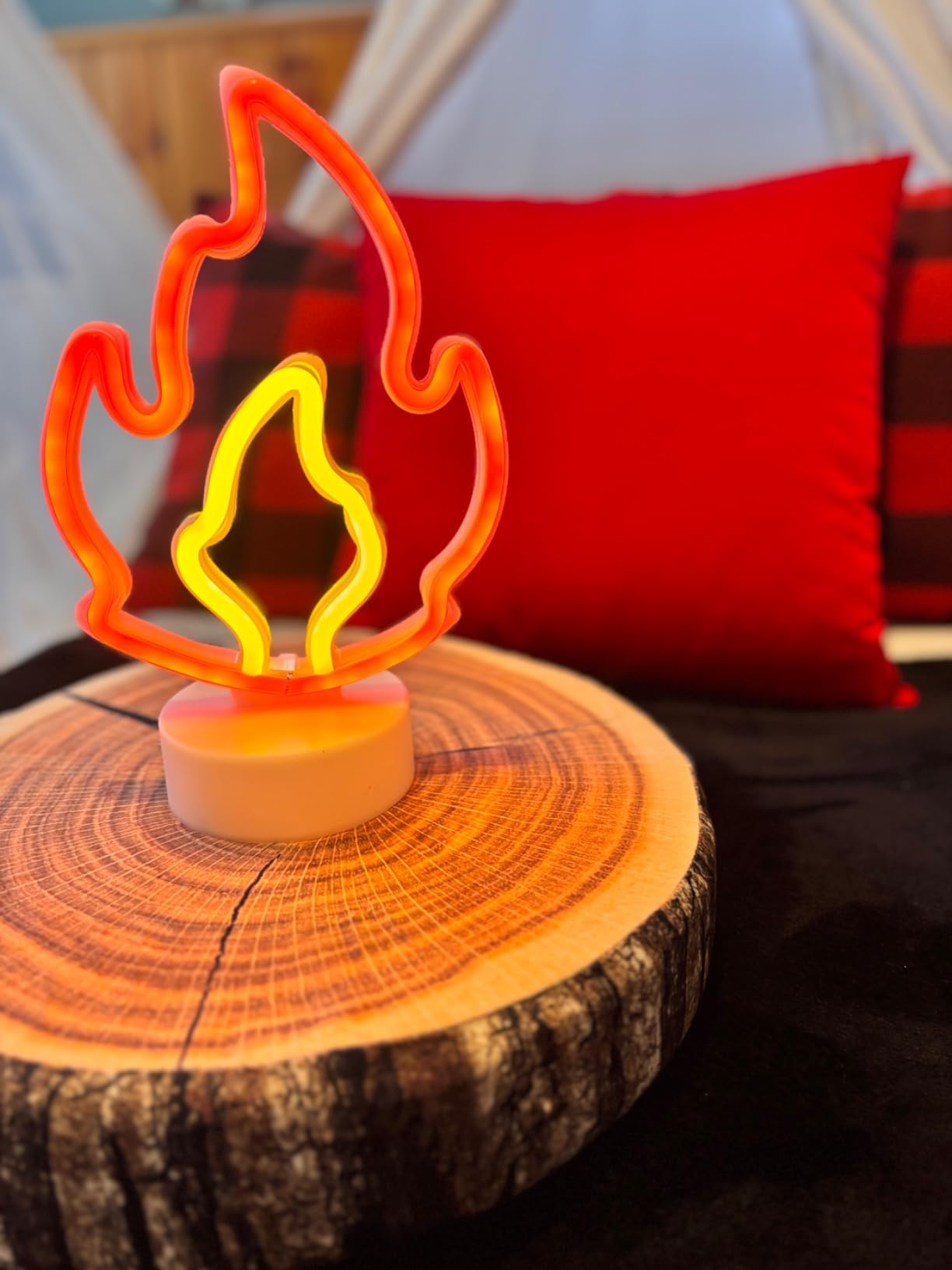 Flame Neon Sign Art Decor LED Fire Neon Light Lamp | Home Room Decor LED Lights USB/Battery Powered Flaming Neon Art Sign for Man Cave Bedroom Wedding Cafe Bar Party customer photo 1