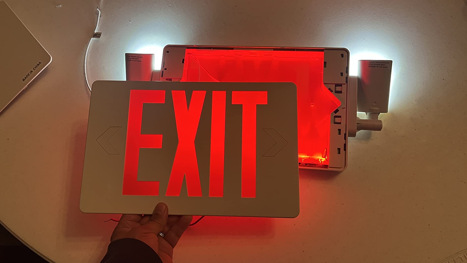Freelicht 6 Pack Commercial Double-Sided Exit Sign with Adjustable Heads, UL924 Listed, Adjustable LED Heads, Wall/Ceiling Mount, Hardwired 120/277V AC, 90 Min Backup, Flame Retardant customer photo 1