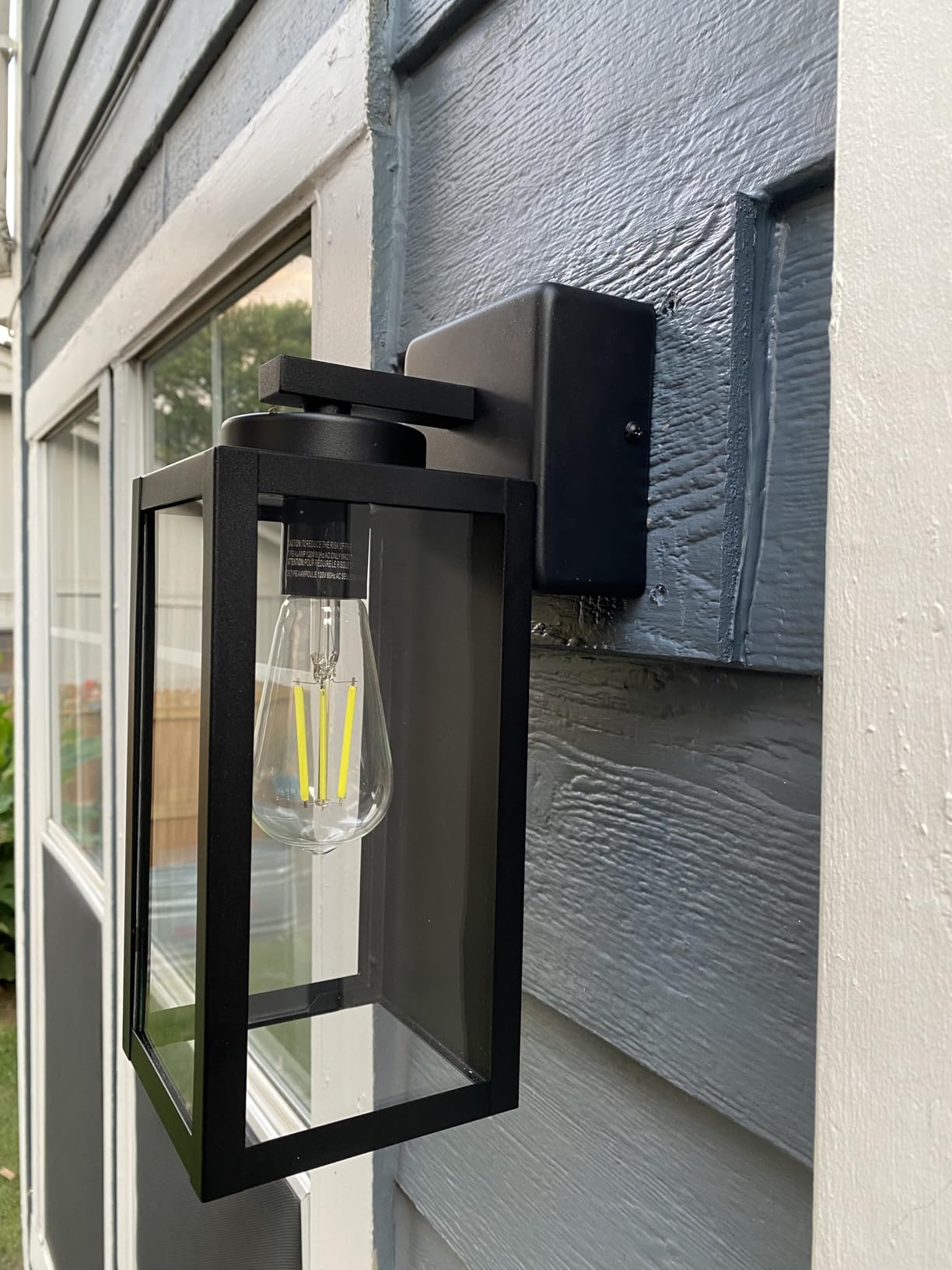 BesLowe Outdoor Wall Mount Light Fixture, Exterior Wall Lantern Waterproof, Black Outside Porch Sconce Lighting with Matte Black Finish & Glass Shade for House Garage Doorway Patio customer photo 2