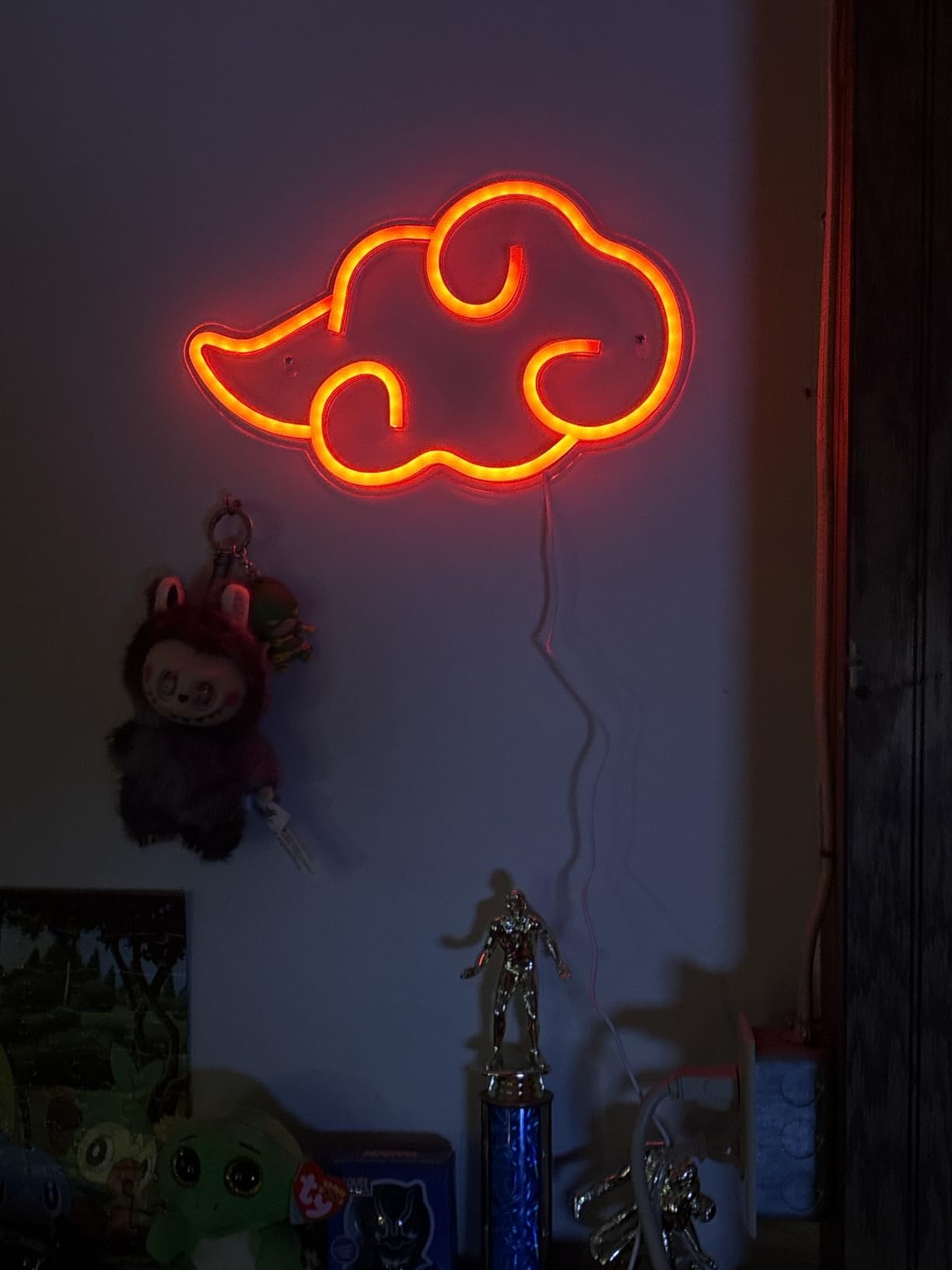 Dleouly Anime Neon Sign, LED Red Cloud Neon Signs for Wall Decor, Dimmable Gaming Neon Sign Wall Signs USB Night Neon Light for Bedroom Game Room Man Cave Party, Gifts for Your Son, Boyfriend(12x7in) customer photo 2