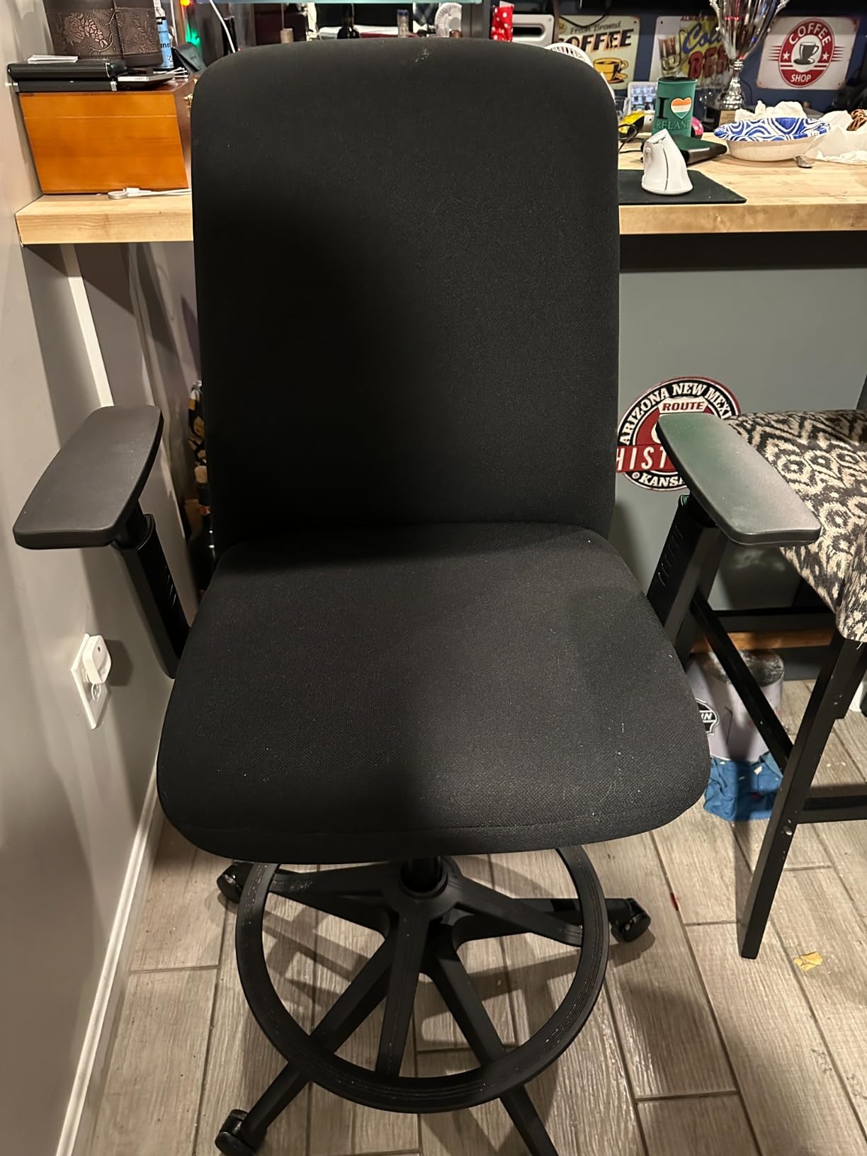 COLAMY High Back Executive Office Chair - Padded Leather Ergonomic Computer Desk Chair with Inflatable Lumbar Support & Flip-Up Arms, Adjustable Tilt Lock Swivel Task Chair for Home Office, Black customer photo 2