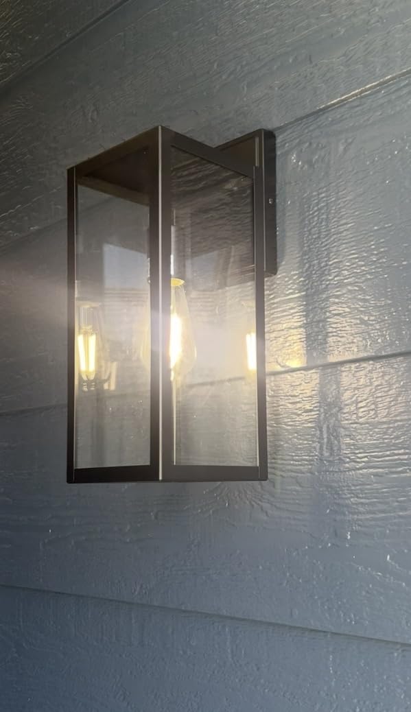 hykolity Large Size Outdoor Wall Lights, 16 Inch Outdoor Wall Lantern, Waterproof Exterior Wall Sconce, Anti-Rust Wall Mounted Lighting with Glass Shade, Lamp with E26 Socket for Porch, Front Door customer photo 1