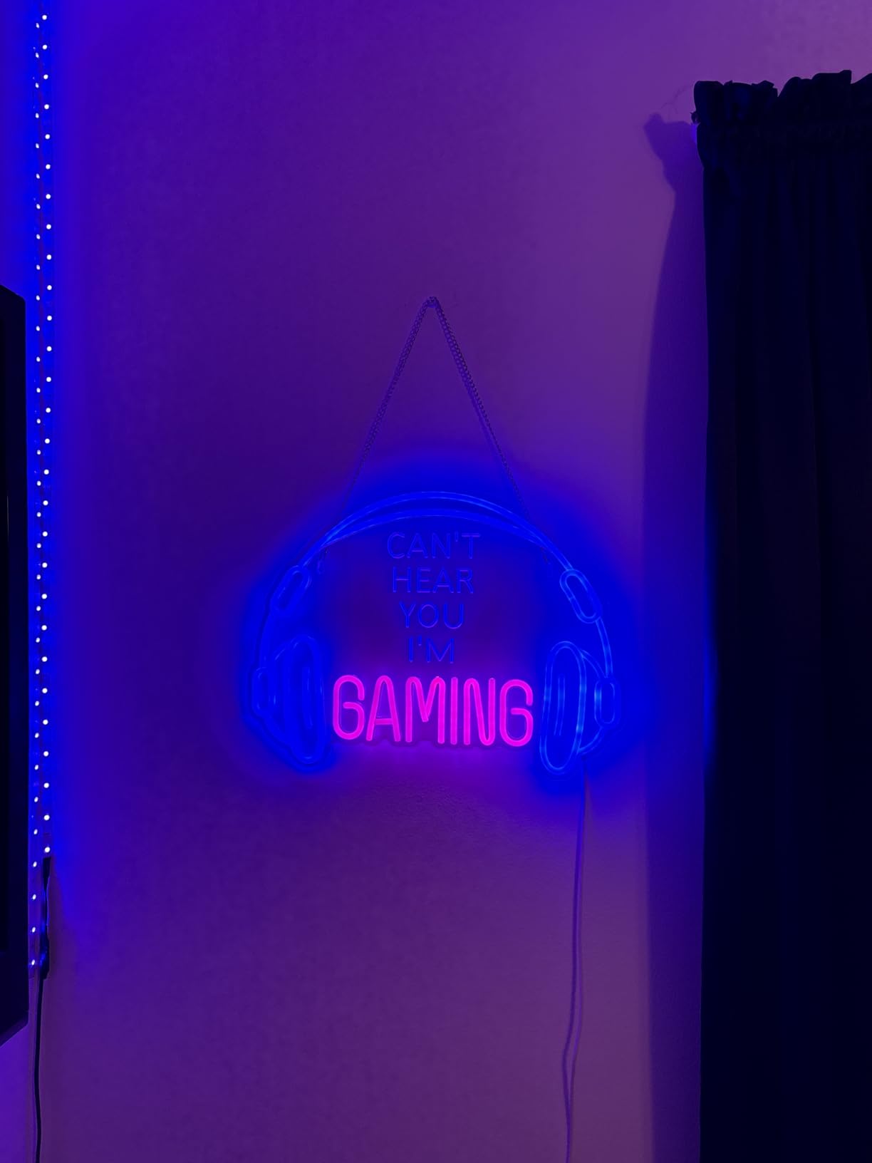 Gaming Neon Sign LED Headset Gamer Neon Light Headphone Lightup Game Signs | Large Bright Dimmable Colored USB Powered Gamer Zone Boy Room Wall Decor customer photo 1