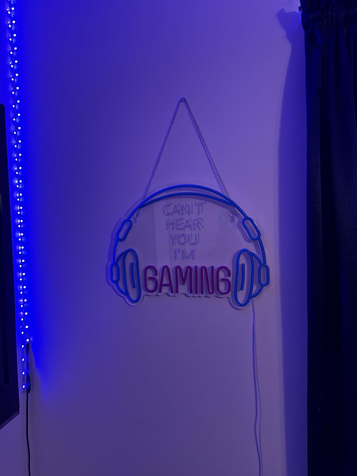Gaming Neon Sign LED Headset Gamer Neon Light Headphone Lightup Game Signs | Large Bright Dimmable Colored USB Powered Gamer Zone Boy Room Wall Decor customer photo 2