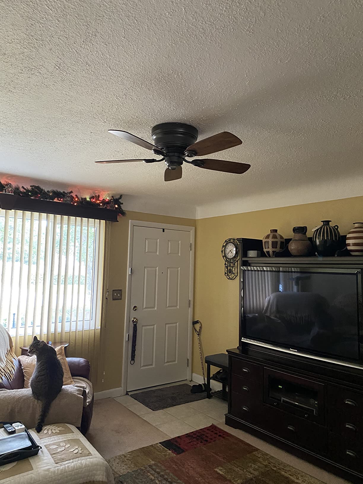 Hunter Low Profile IV, Indoor, Ceiling Fan, No Light, 42 inch, Matte Black | Low Profile Flush Mount, Pull Chain, 5 Blades, For Bedroom, Living Room, Kitchen, 52392 customer photo 1