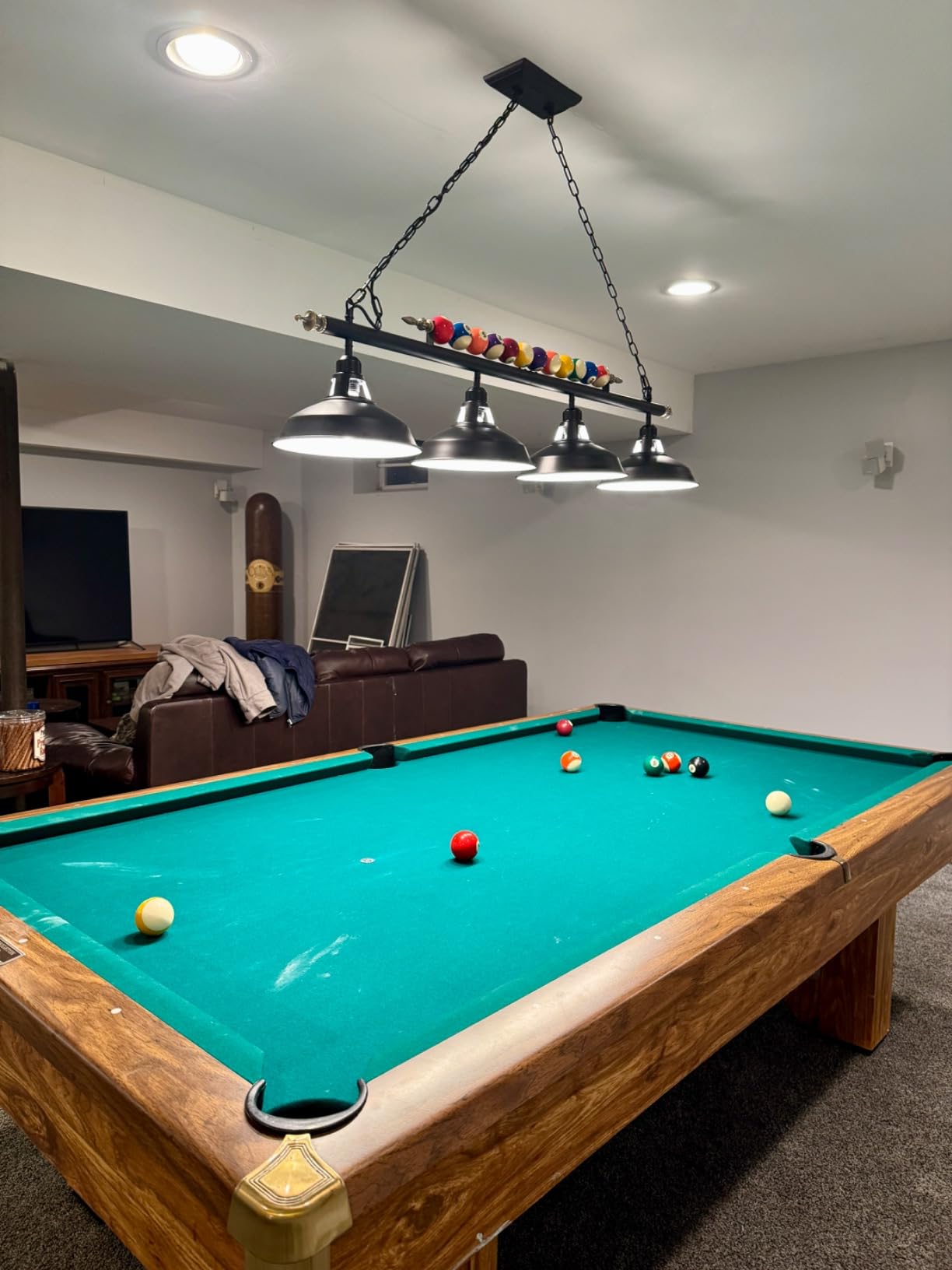 3-Light Billiard Pool Table Lights Hanging Over Pool Table | Black Matte Metal Shades with Billiard Ball Decor, for Billiards Room, Snooker Table, Kitchen Island customer photo 2