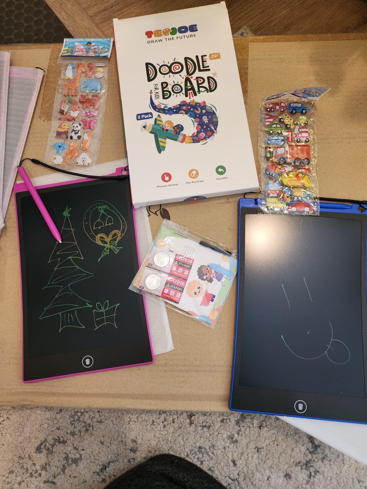TECJOE 10 Inch 2 Pack LCD Writing Tablet, Colorful Doodle Board Drawing Tablet for Kids, No Mess Toddler Travel Learning Toys, Christmas Birthday Gifts for 3 4 5 6 7 8 Year Old Boys Girls Preschooler customer photo 1