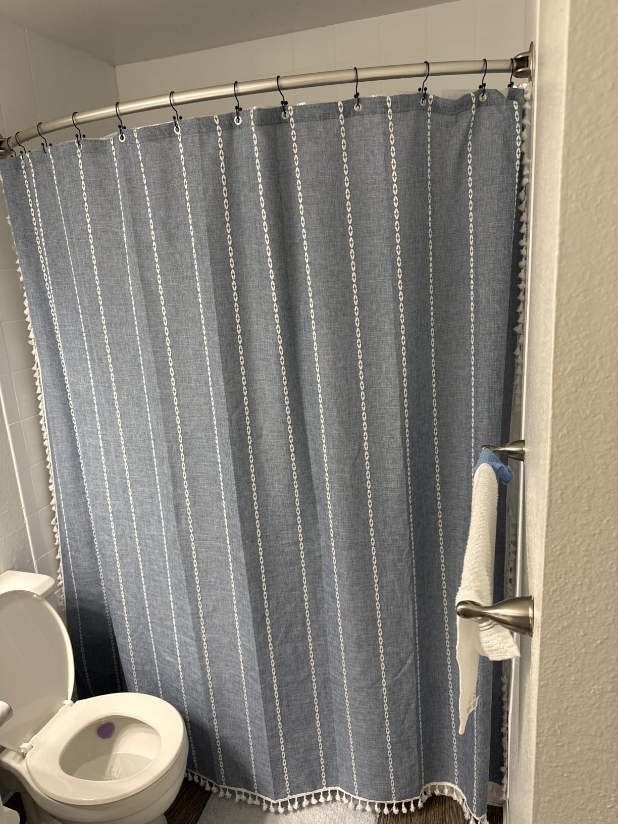 BTTN Cream Boho Farmhouse Linen Heavy Duty Shower Curtain Set, 72x72, Beige customer photo 1
