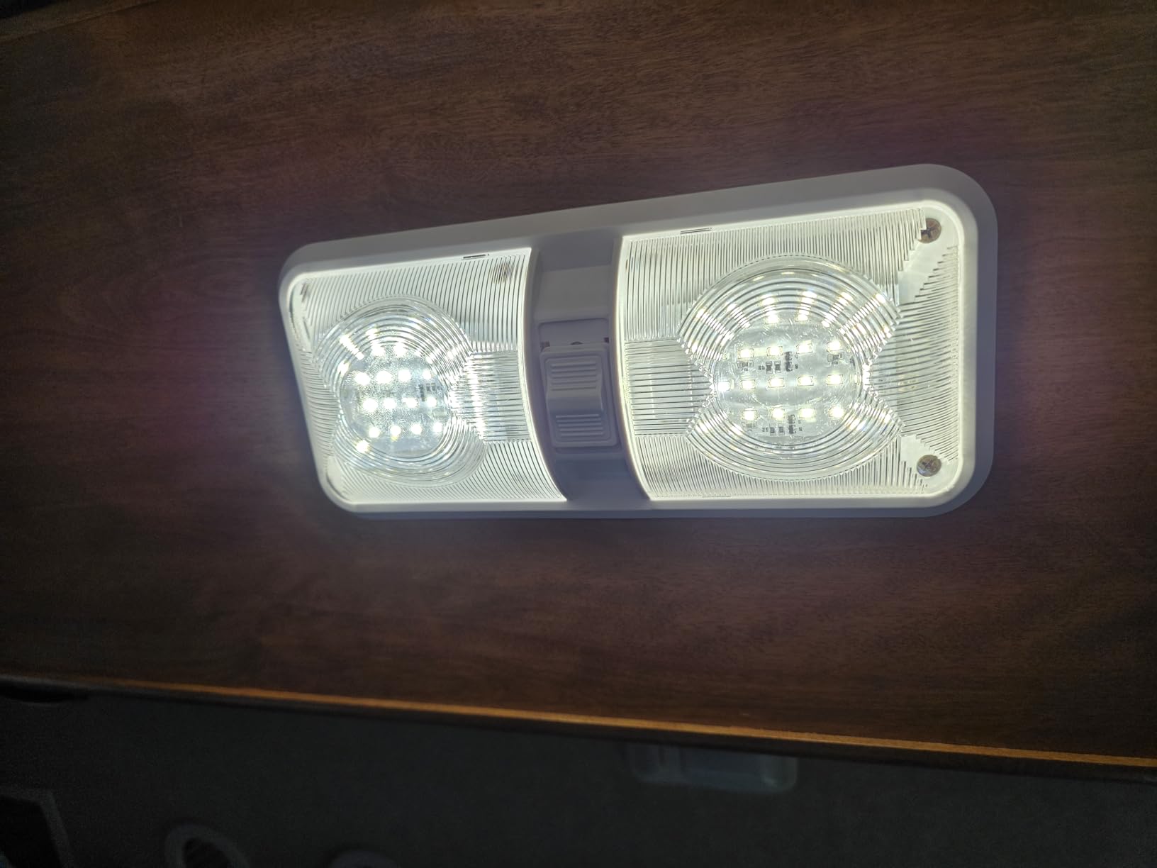 RV LED Ceiling Double Dome Light Fixture with ON/OFF Switch Interior Lighting for Car/RV/Trailer/Camper/Boat DC 12V Natural White 4000-4500K 48X2835SMD Natural White 4000-4500K, (1 Pack) customer photo 2