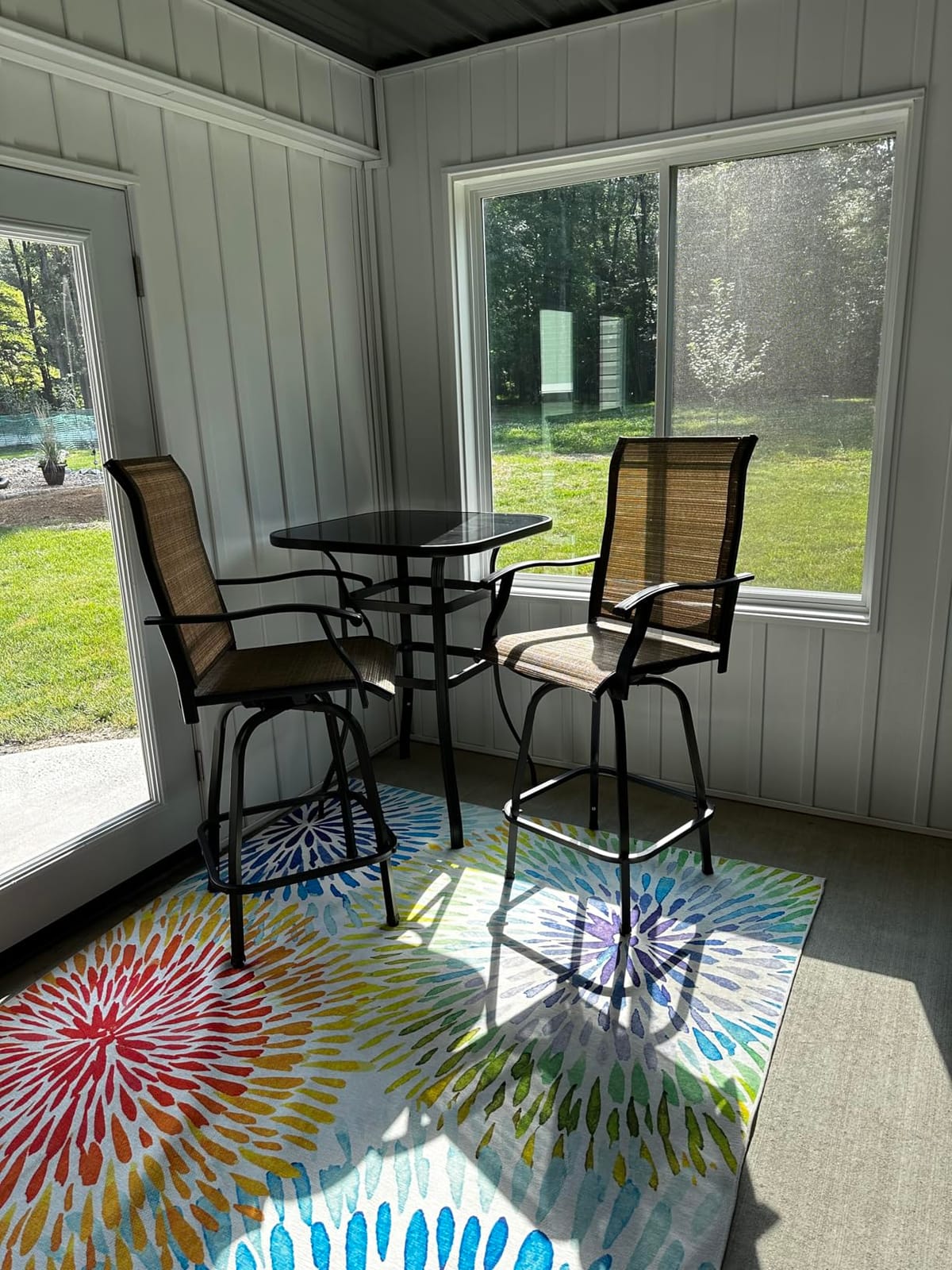 Devoko Patio Swivel Bar Set 3 Pieces | Patio High Top Bar Table and Stools Chairs Set Textilene Sling Fabric Outdoor Bar Stools Set of 2 for Garden, Balcony customer photo 1