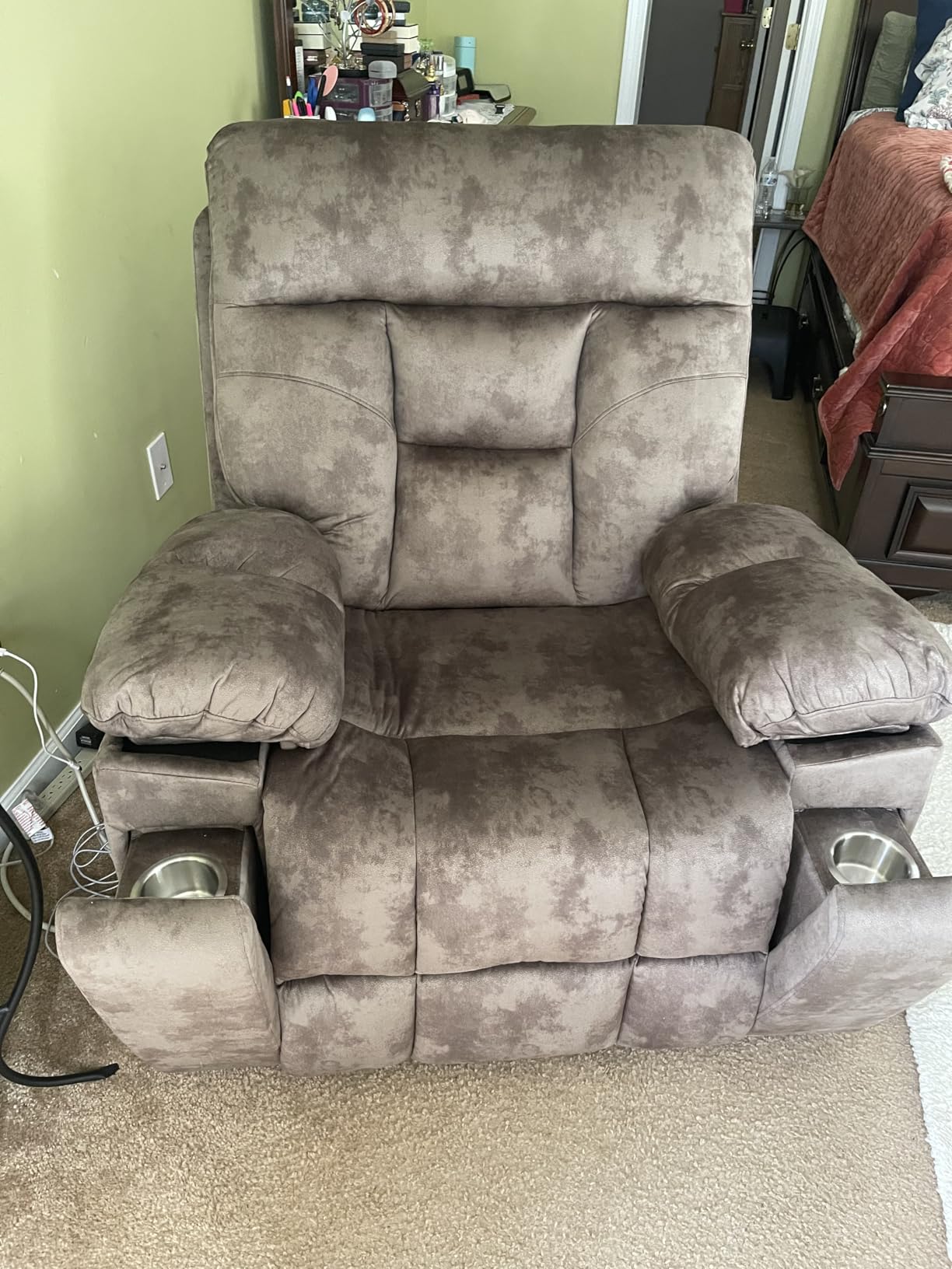 Large Power Lift Recliner Chair with Massage and Heat for Elderly Big and Tall People, Overstuffed Wide Recliners with 2 Cup Holders, Side Pocket and USB Port, Camel customer photo 2