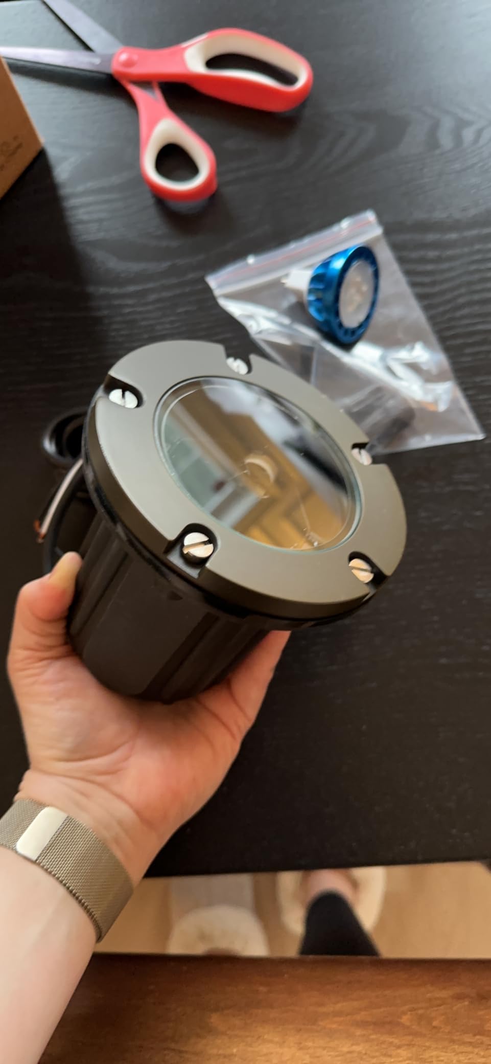 MALORY Low Voltage Landscape Well Lights, (phi126 mm) Brass Top Cover | 12V Outdoor In Ground Lights,Waterproof Uplight,Flat Top, 5W MR16 Bulb ,for Landscaping,Pathway, Driveway, Deck,Garden customer photo 2