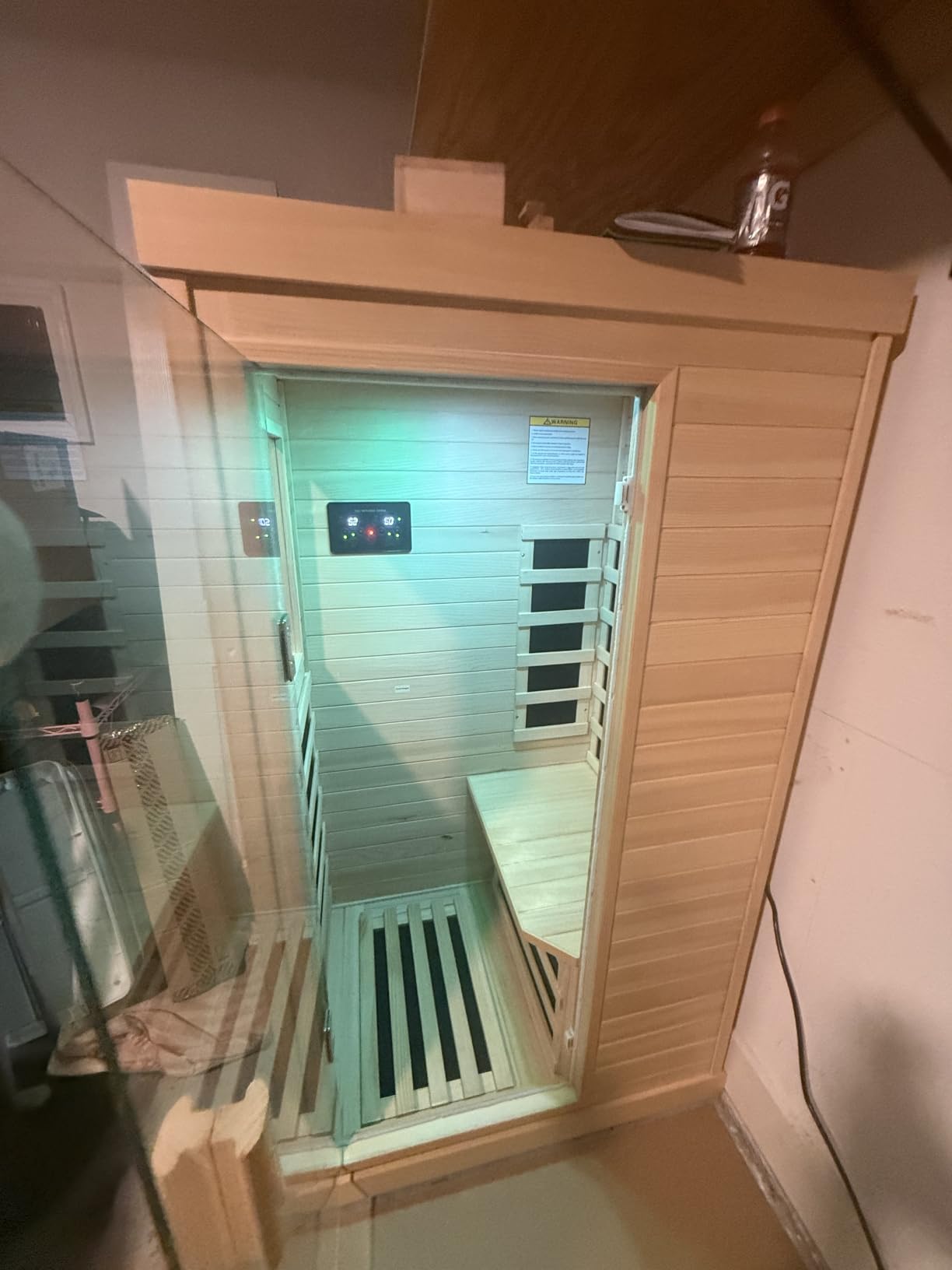 OUTEXER Far Infrared Sauna Home Sauna Spa Room Canadian Hemlock Wood 1200W | Indoor Saunas Low EMF 110V with 7 Color Light and Tempered Glass Door, Room: 35.2 * 27.6 * 61.6Inch customer photo 2