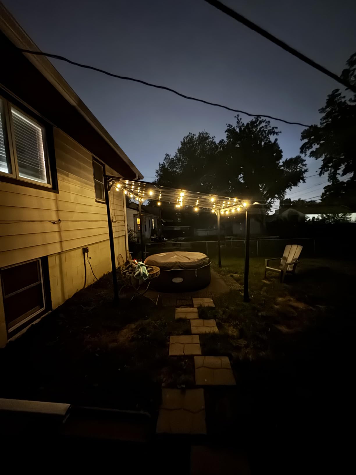 addlon 52(48+4) Ft Solar String Lights Waterproof, Patio Lights Solar Powered with Remote & USB Port 16+1 LED Shatterproof Bulbs 3 Light Modes, Dimmable Solar Light for Camping Backyard Garden customer photo 2