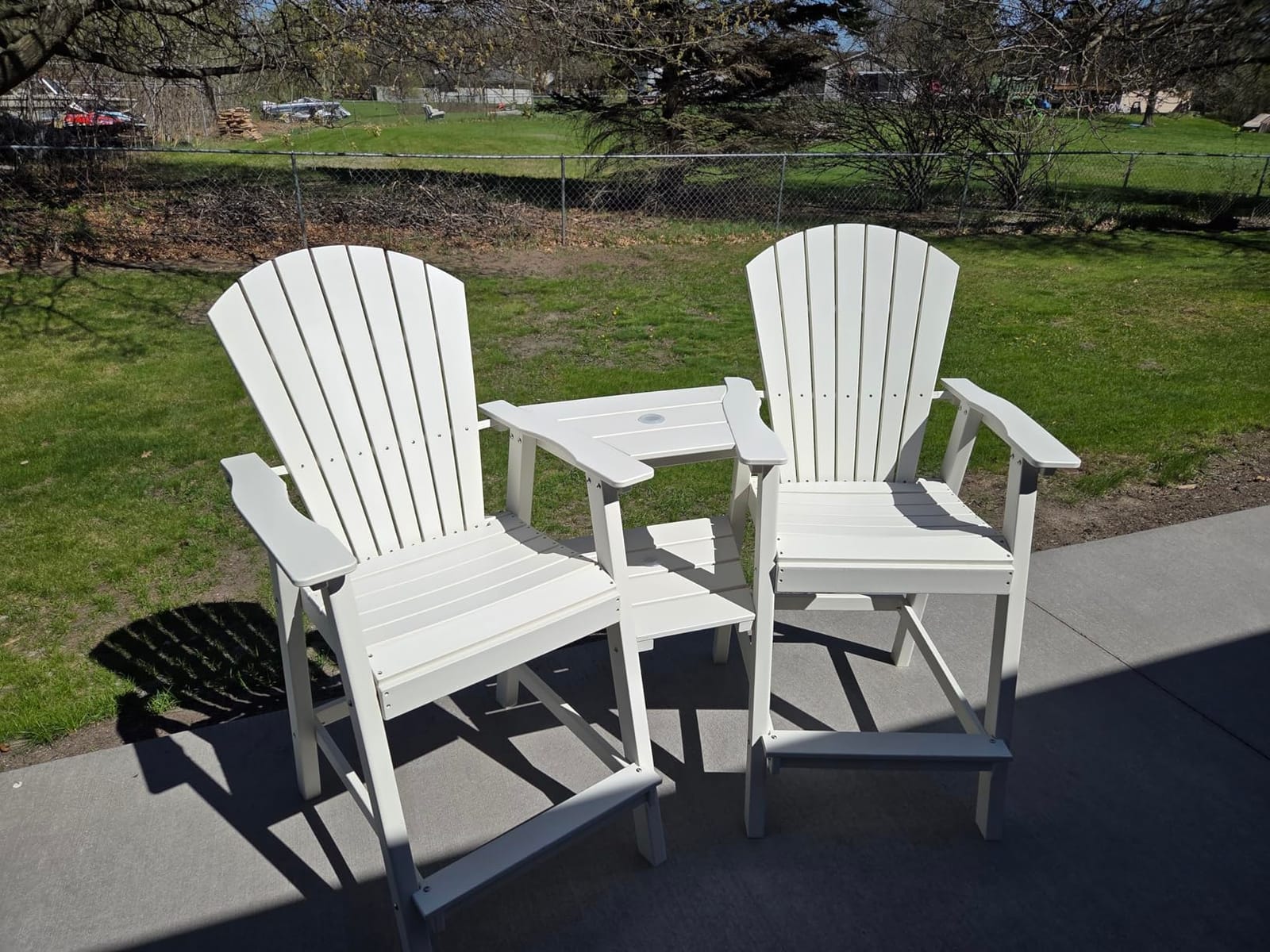 FOOWIN Tall Adirondack Chairs Set of 2 with Double Connecting Trays | All Weather HDPE Bar Height Adirondack Chair customer photo 1