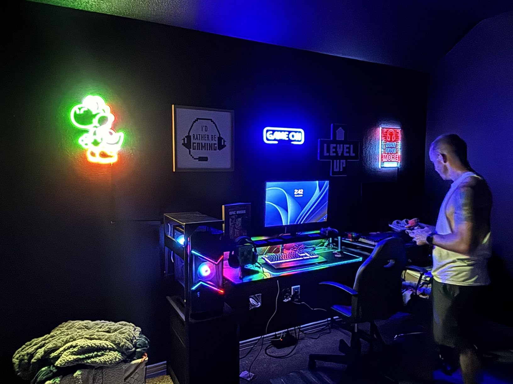 Anime Neon Sign Dinosaurs Neon Sign Dimmable LED Neon Lights for Bedroom Wall Decor Game Room Decor Dinosaur Decor for Kids Boys Man Cave, Gifts for Game Fans customer photo 1