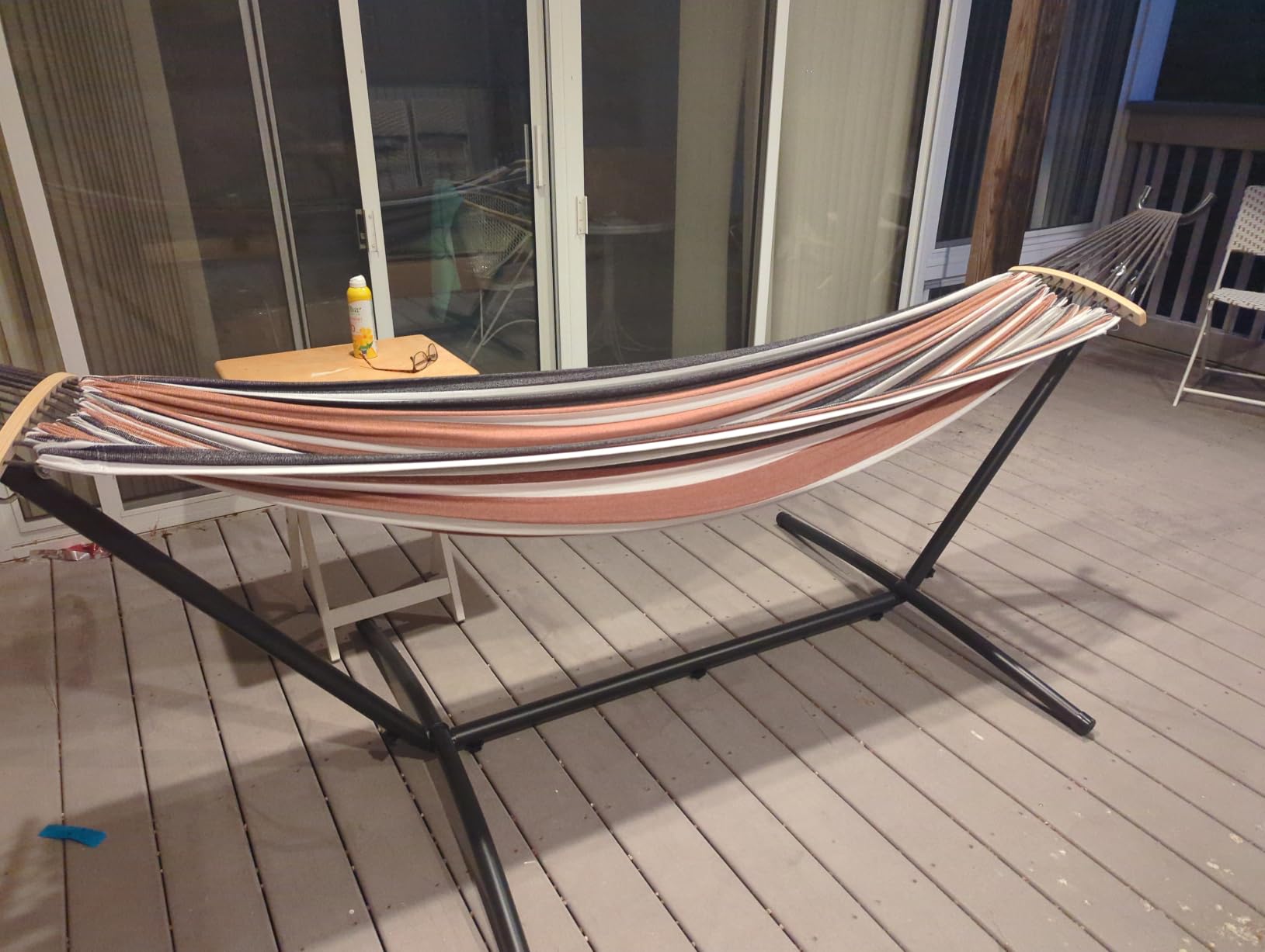 SZHLUX Hammock with Stand for Outside | 450lb Capacity Steel Stand, Premium Carry Bag Included and Two Anti Roll Balance Beam customer photo 1