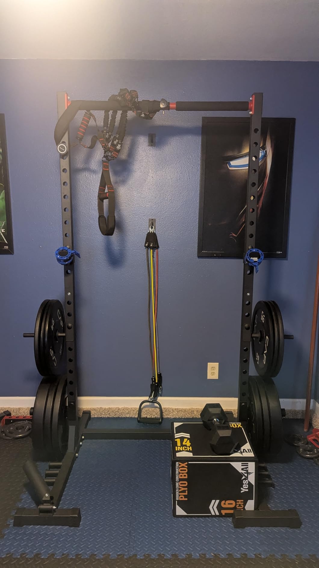 FLYBIRD SR1 Squat Rack, Adjustable Power Rack for 6FT/7FT Barbells | Squat Rack for Home Gyms with Pull-Up Bar, 22 Adjustment Positions, J-Hooks and Safety Spotter Arms customer photo 1