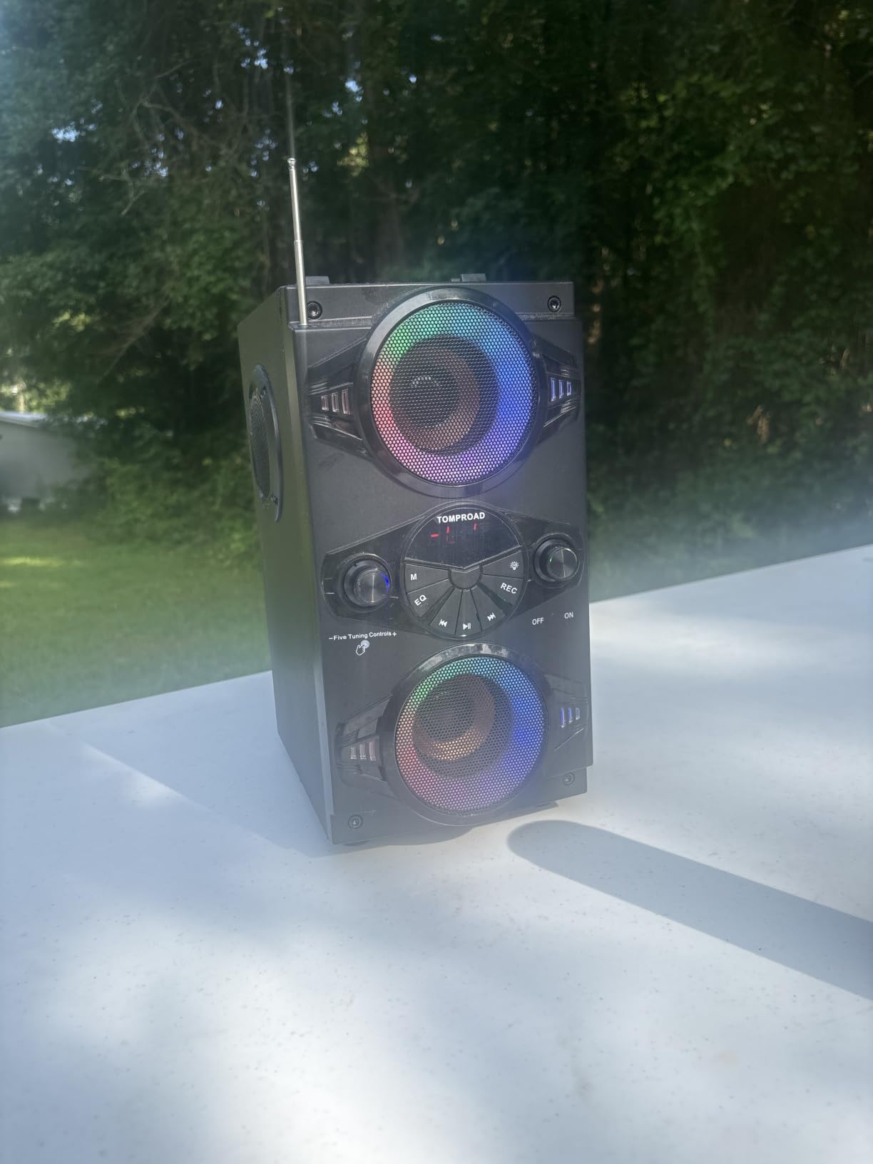 Bluetooth Party Speaker with LED Lights, 60W Portable Wireless Loud Outdoor Home Speaker with Subwoofer, FM Radio, Microphone, Remote and Stereo Deep Bass Sound Boombox customer photo 1