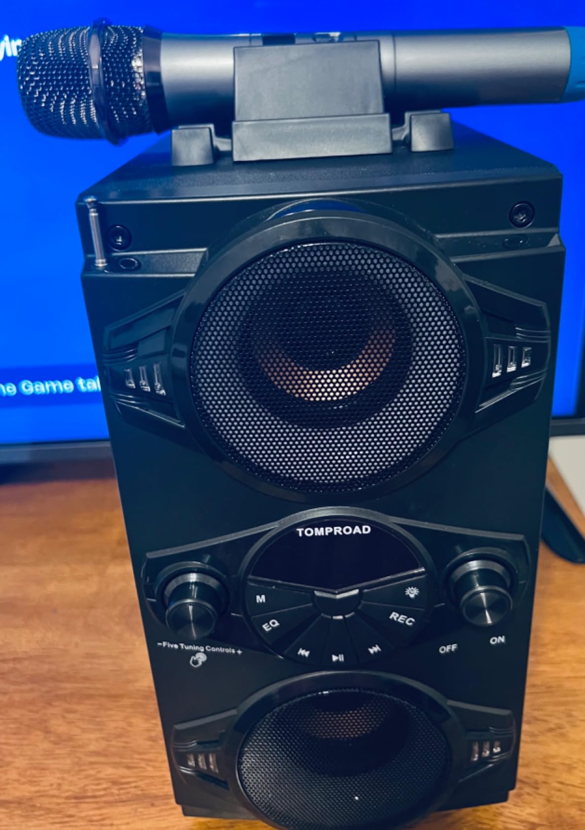 Bluetooth Party Speaker with LED Lights, 60W Portable Wireless Loud Outdoor Home Speaker with Subwoofer, FM Radio, Microphone, Remote and Stereo Deep Bass Sound Boombox customer photo 2