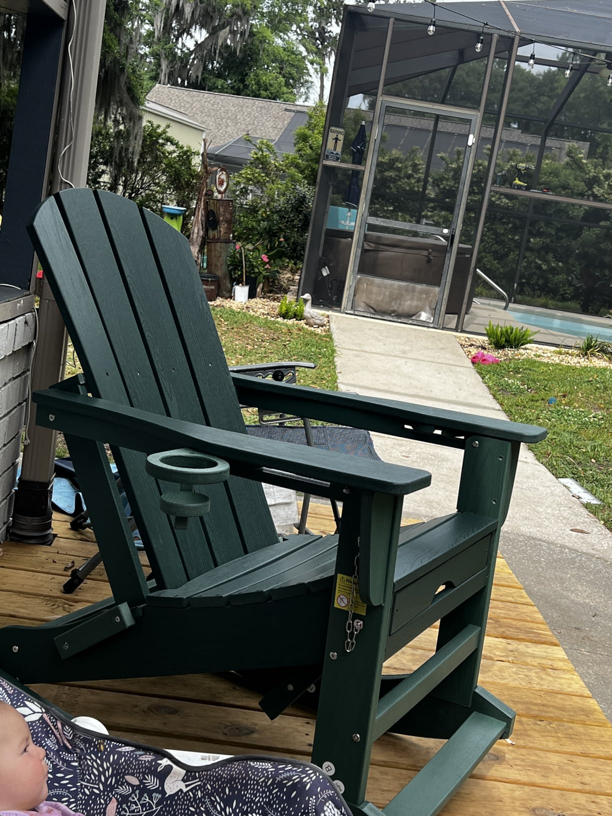 KINGYES Adirondack Rocking Chair Set of 2 with Retractable Ottoman and Cup Holders, HDPE Adirondack Rocker Patio Rocking Chair customer photo 1
