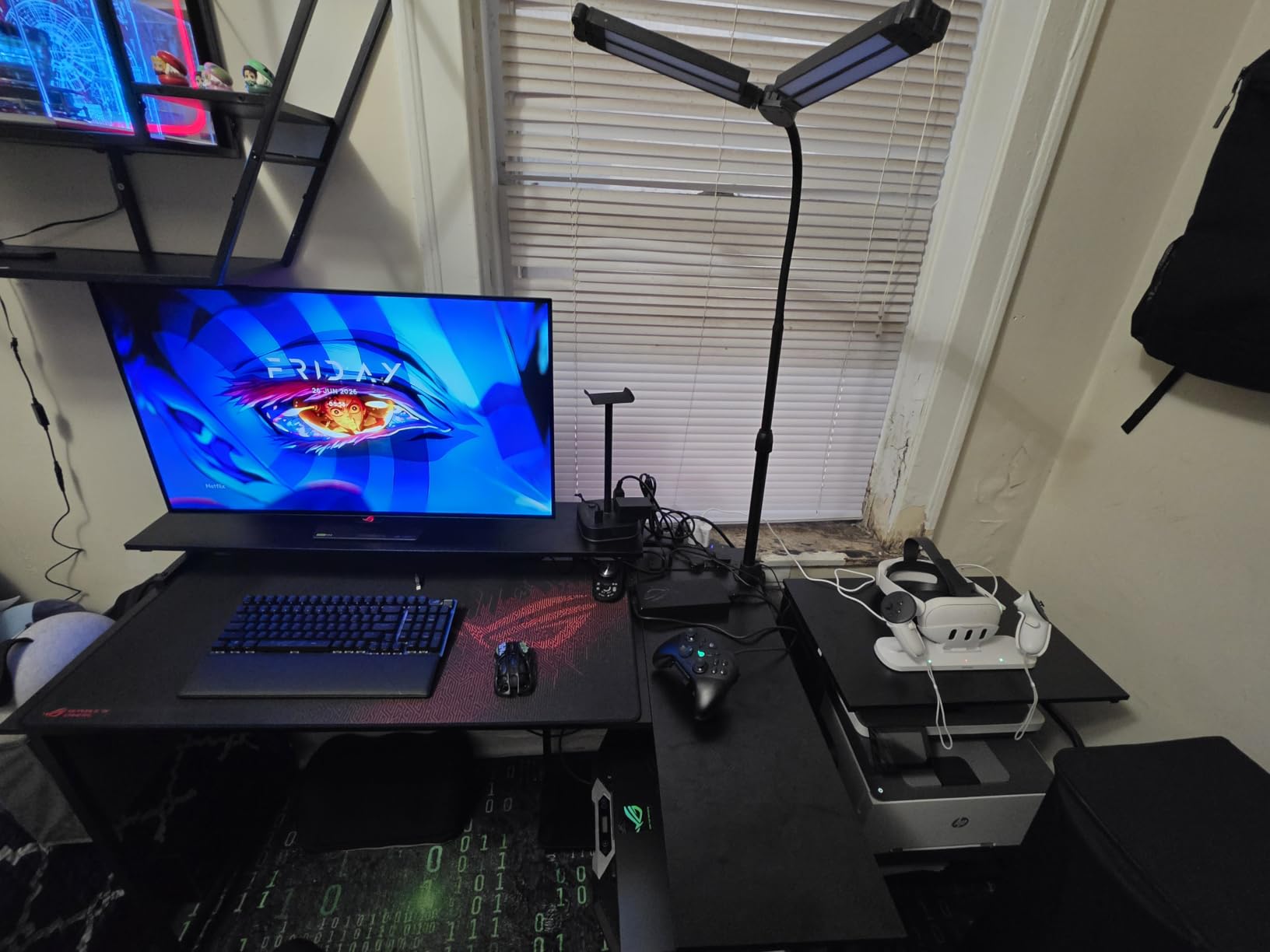 ODK 48 Inch L Shaped Gaming Desk with LED Lights, Power Outlets, Black customer photo 2