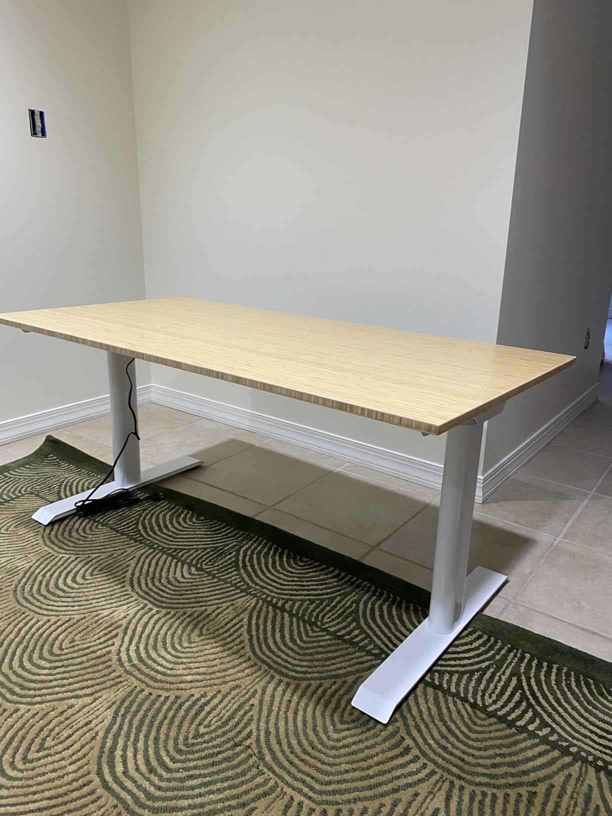FLEXISPOT E6 Pro Organic Modern Bamboo Standing Desk, Electric Dual Motor 3-Stage Height Adjustable Desk with Oval Legs, Heavy Duty 330lbs, 55