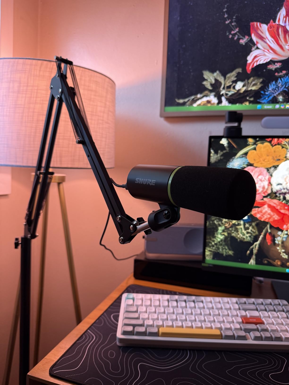 Mic Stand Floor Boom Arm with 6.6lbs Weighted Base for Blue Yeti, SM7B, MV7 | Podcast Microphone Stand for HyperX QuadCast, Yeti Nano, Snowball customer photo 1