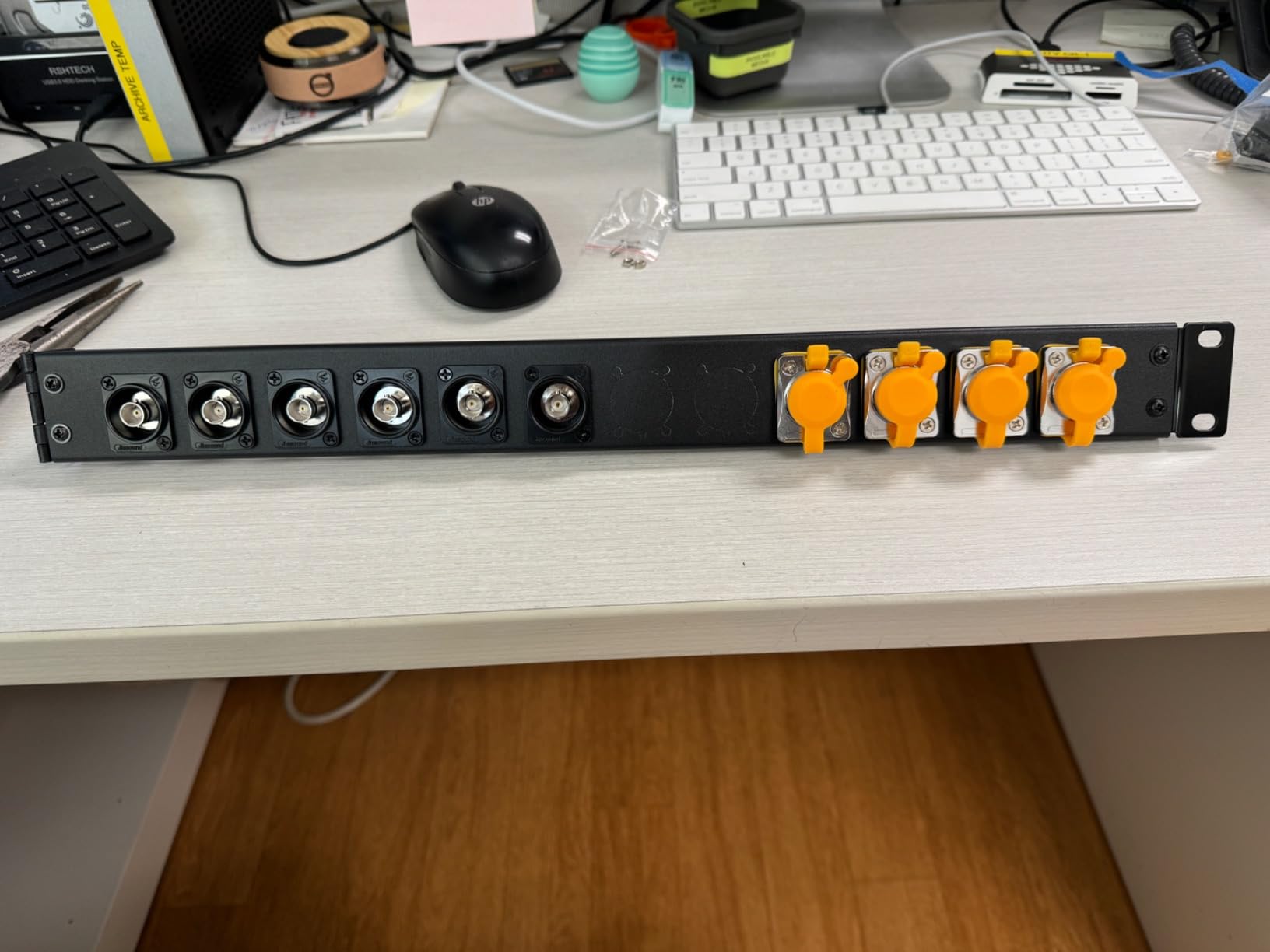 1U Hinged D-Series 12 Connectors Punch-Out Component Panel | for 19 inches Sound, AV, Computer -Equipment Racks- Patch Panel Compatible with XLR, HDMI (1U12D) customer photo 1