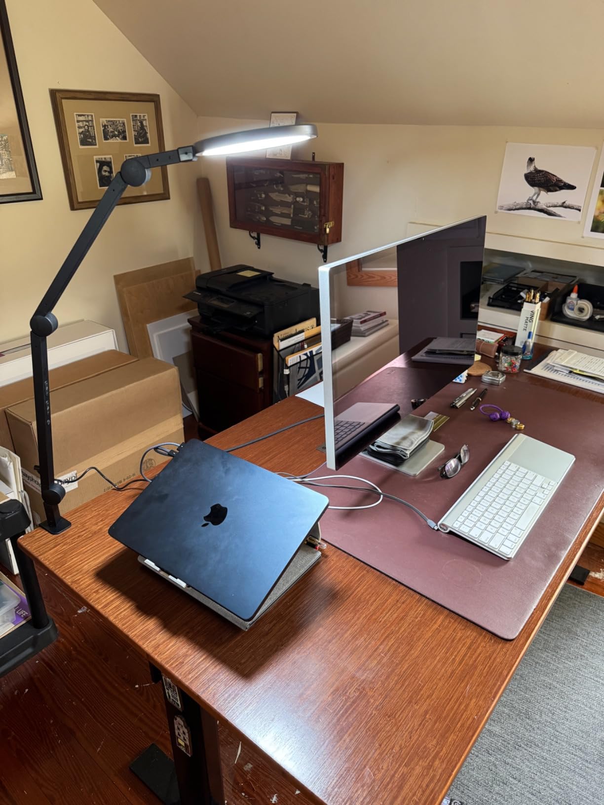 LUME CUBE Edge 2.0 LED Desk Lamp | Dimmable Home Office Desk Light with USB Charging Port & Strong Swing Arm | Adjustable Color Temperature and Brightness | Circle Webcam Light - Black customer photo 2
