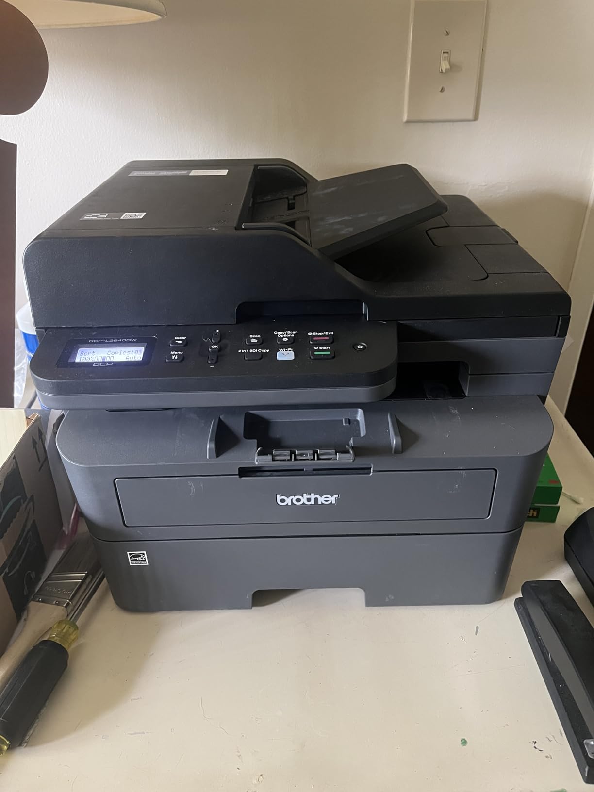 Brother DCP-L2640DW Wireless Compact Monochrome Multi-Function Laser Printer with Copy and Scan, Duplex, Mobile, Black & White | Includes Refresh Subscription Trial(1), Works with Alexa customer photo 1