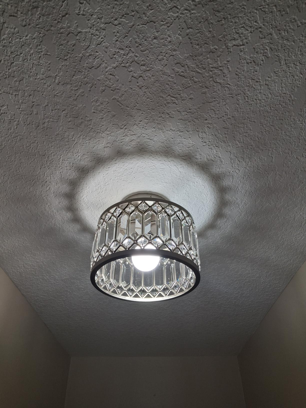 Rpzloila Crystal Ceiling Light Fixture, Modern Semi Flush Mount Ceiling Light, Crystal Chandelier for Kitchen Bedroom Bathroom Entryway Black (Bulb not Included) customer photo 1