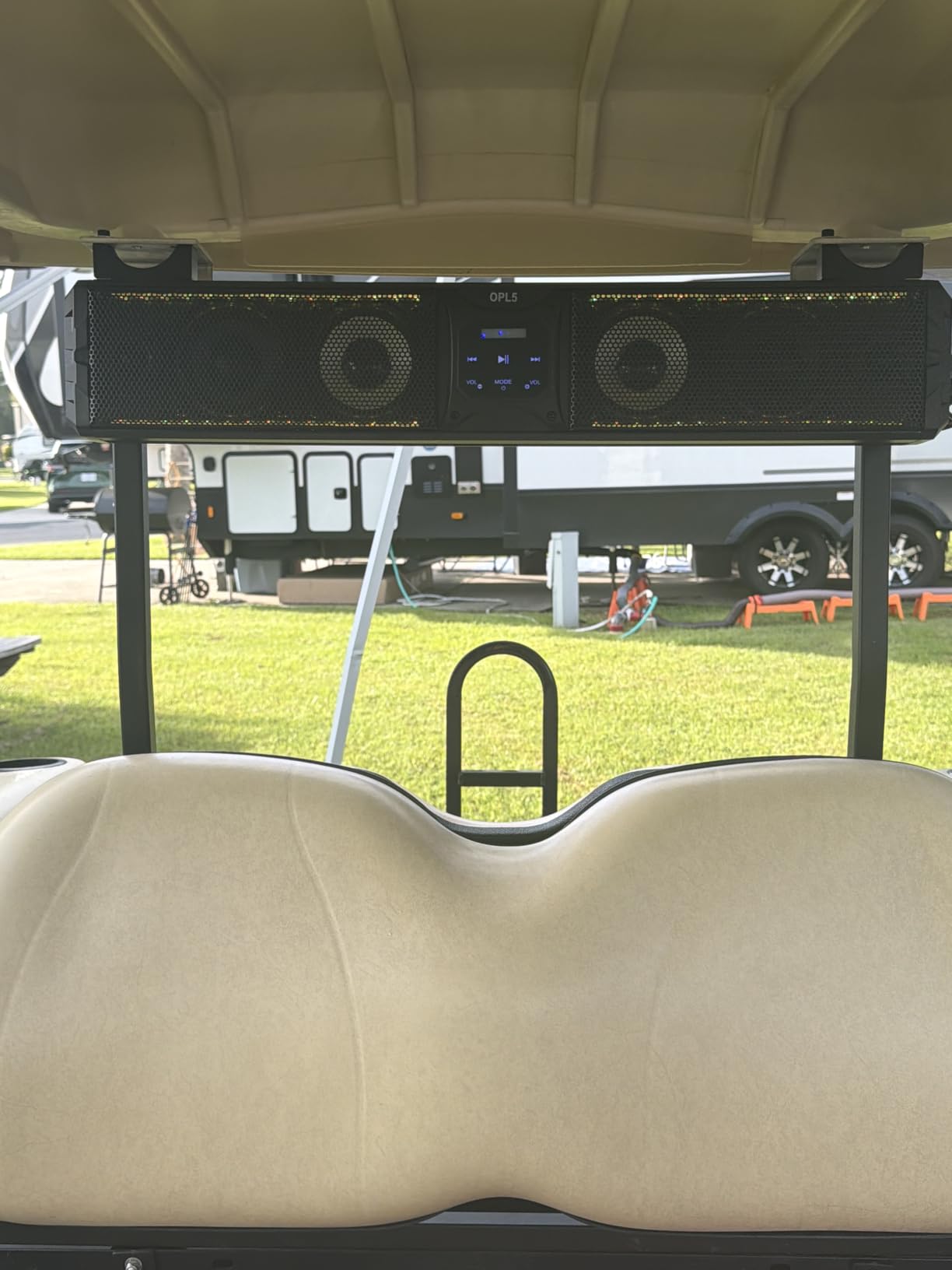 UTV Sound Bar 27 Inch, 6-Speaker Metal Bluetooth ATV Soundbar with RGB & Light Strip, IP66 Waterproof Golf Cart Sound Bar for Polaris RZR Can-Am w/ 1