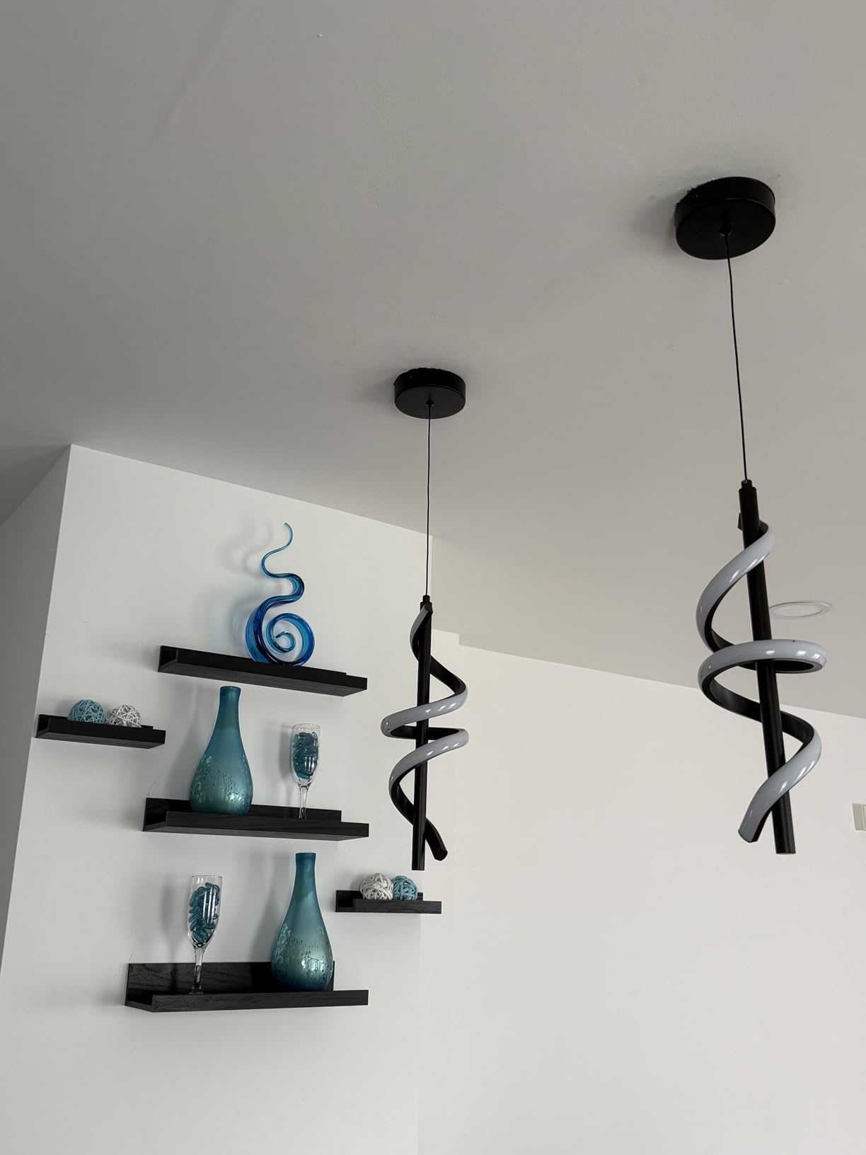 Spiral Led Pendant Light Fixtures, 5500K Gold Modern Led Pendant Light Kitchen Island, Adjustable Height Kitchen Island Lights Fixtures for Dining Room Bedroom Sink customer photo 2